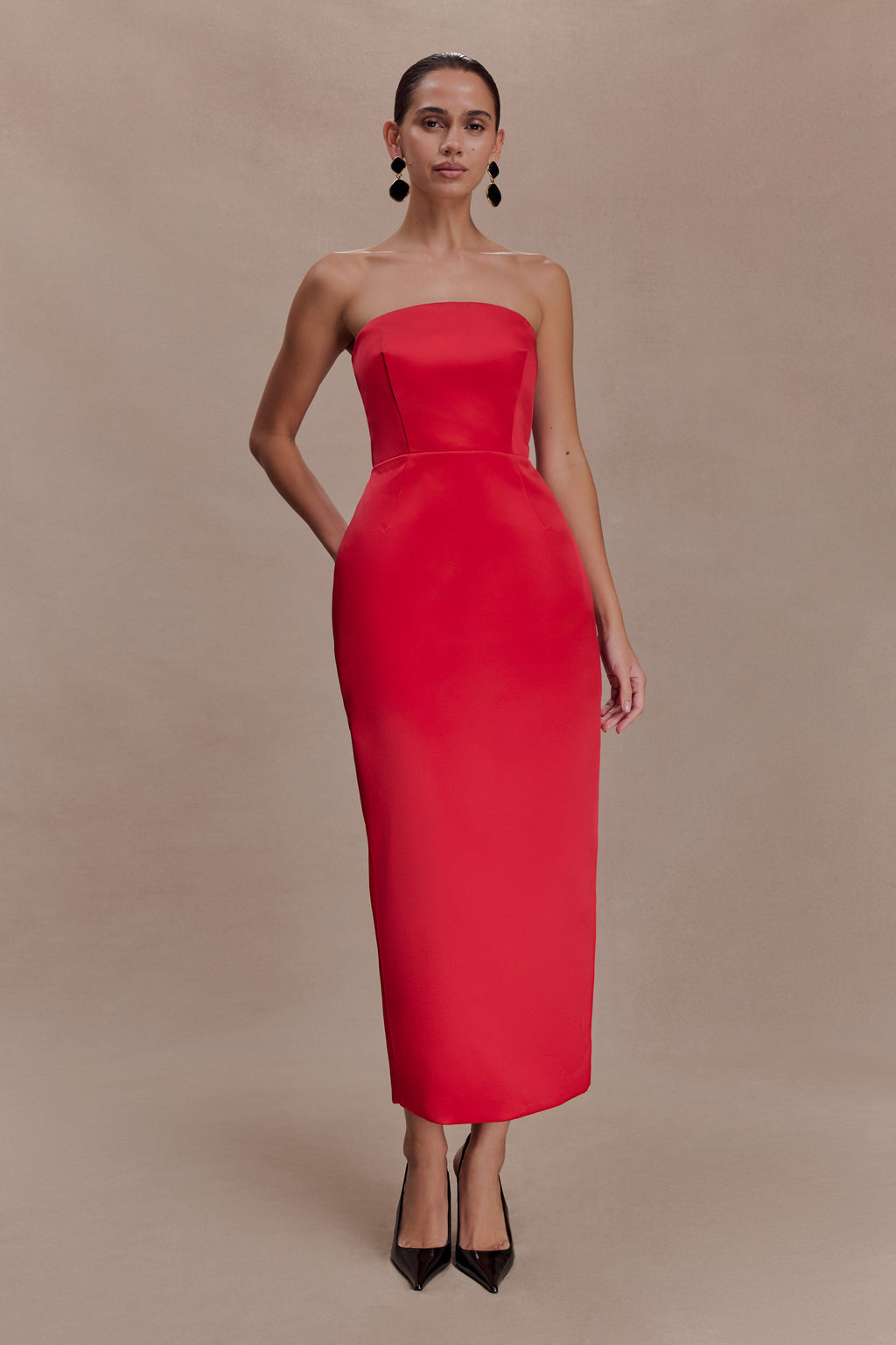 Ophelia Peplum Satin Maxi Dress