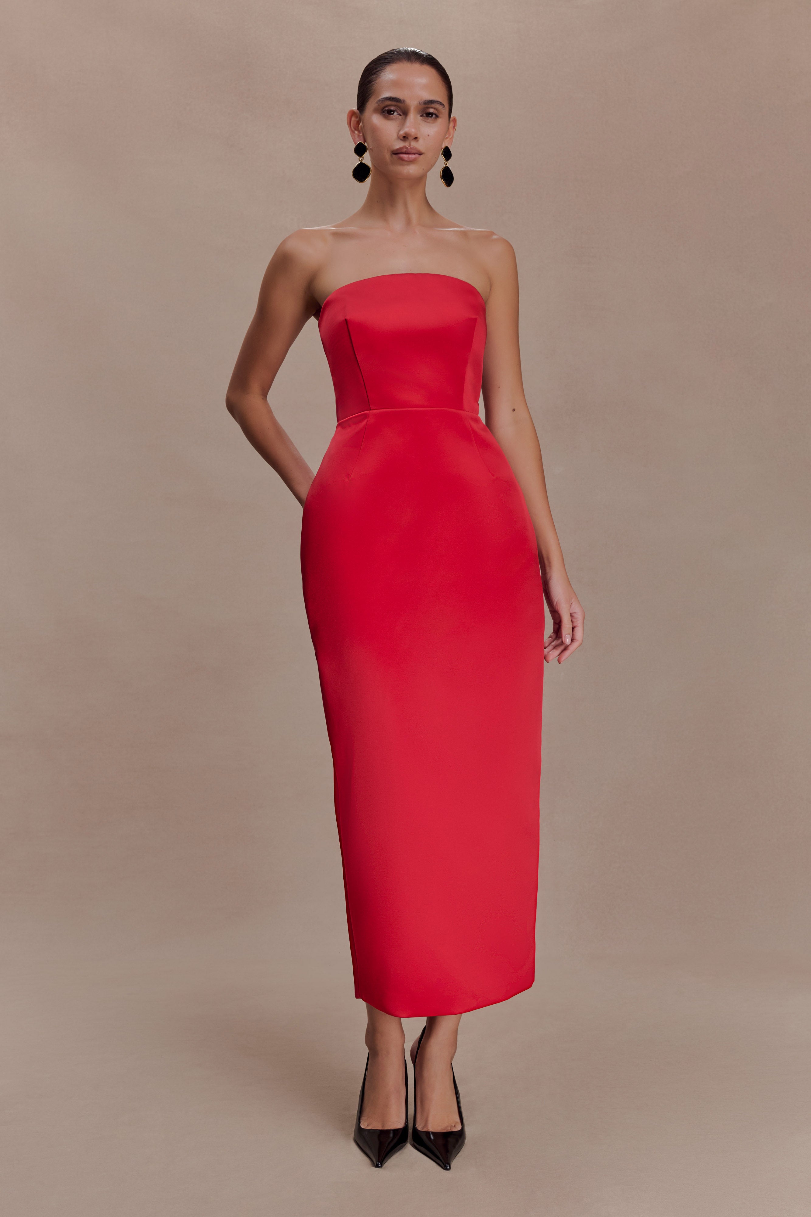 Ophelia Peplum Satin Maxi Dress