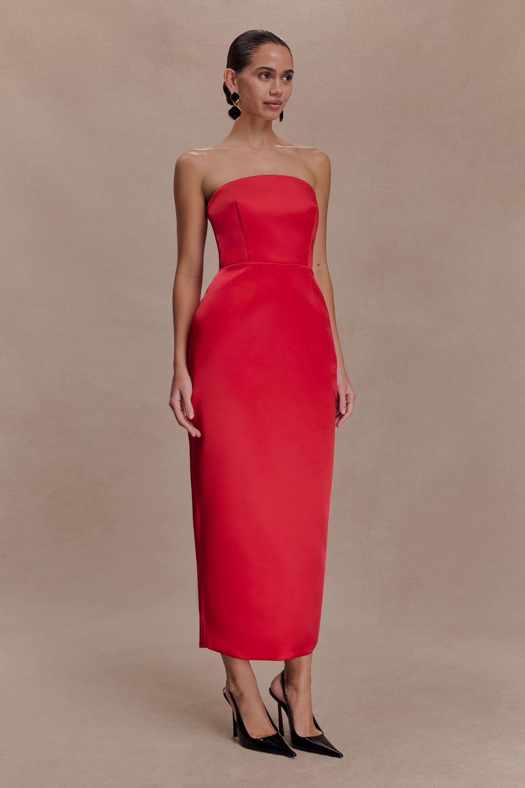 Ophelia Peplum Satin Maxi Dress
