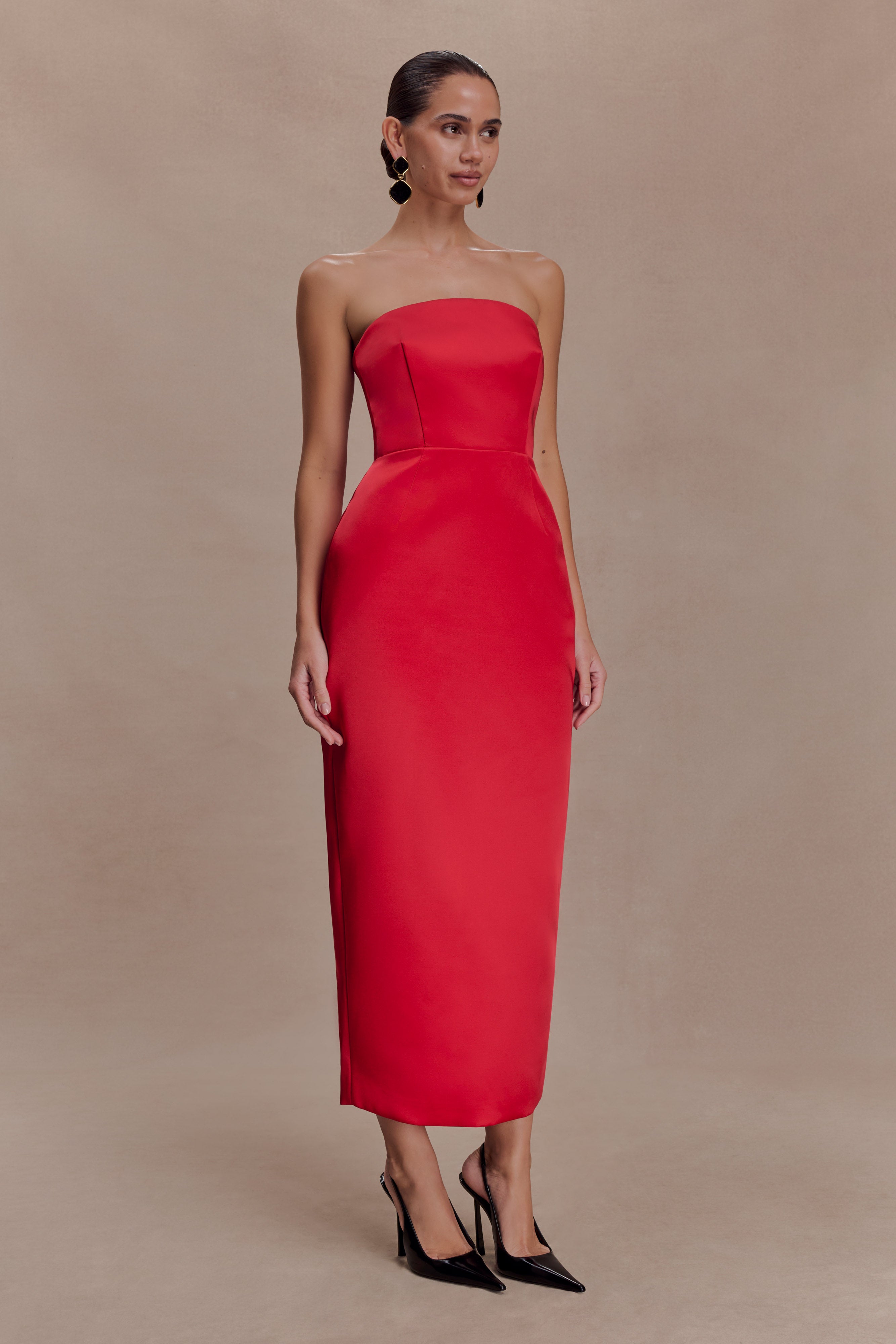 Ophelia Peplum Satin Maxi Dress
