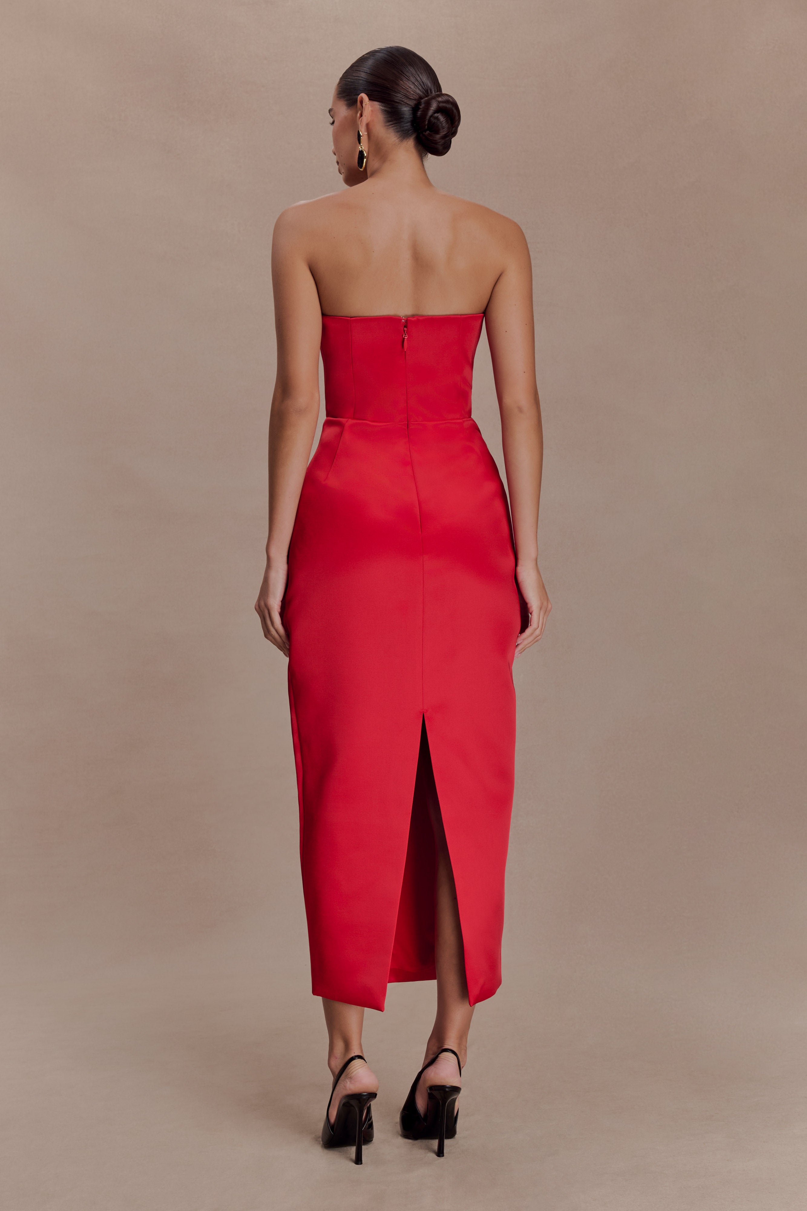 Ophelia Peplum Satin Maxi Dress