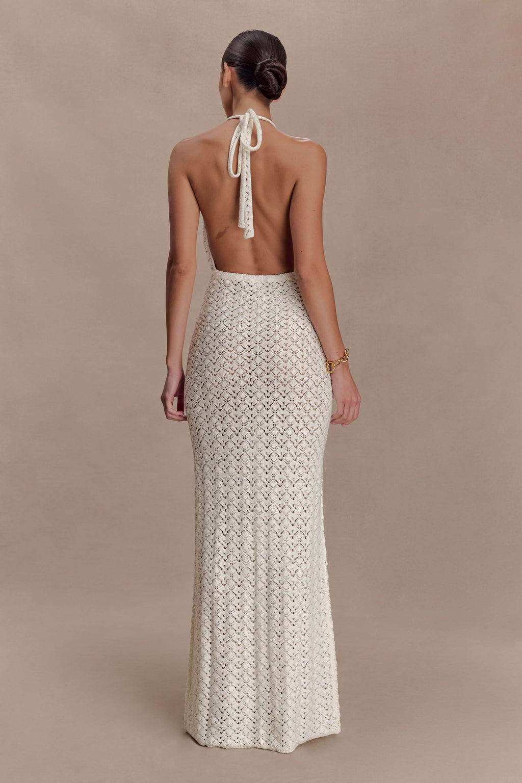 Deeliah Halterneck Crochet Maxi Dress