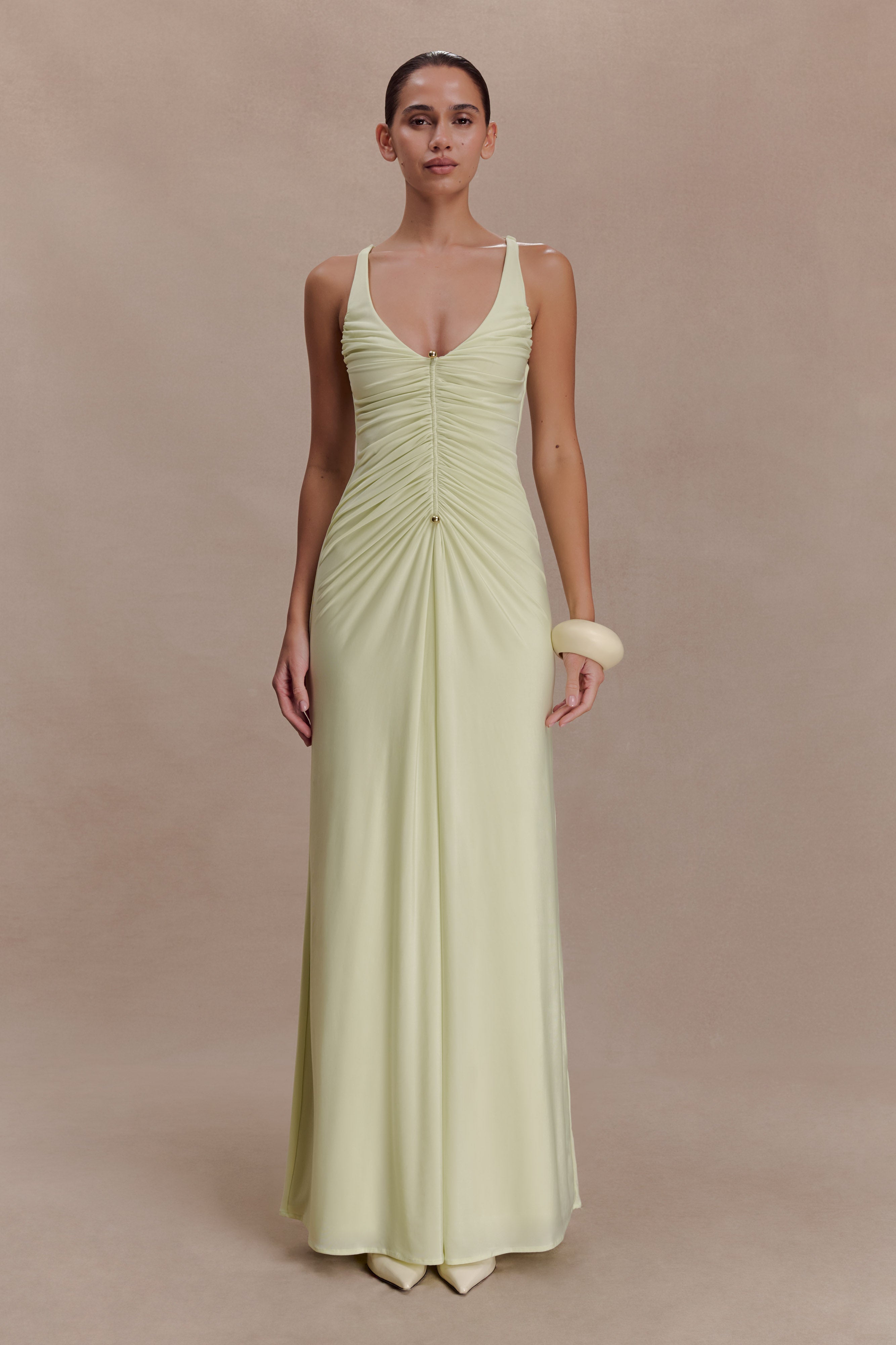 Perrie Slinky Ruched Maxi Dress