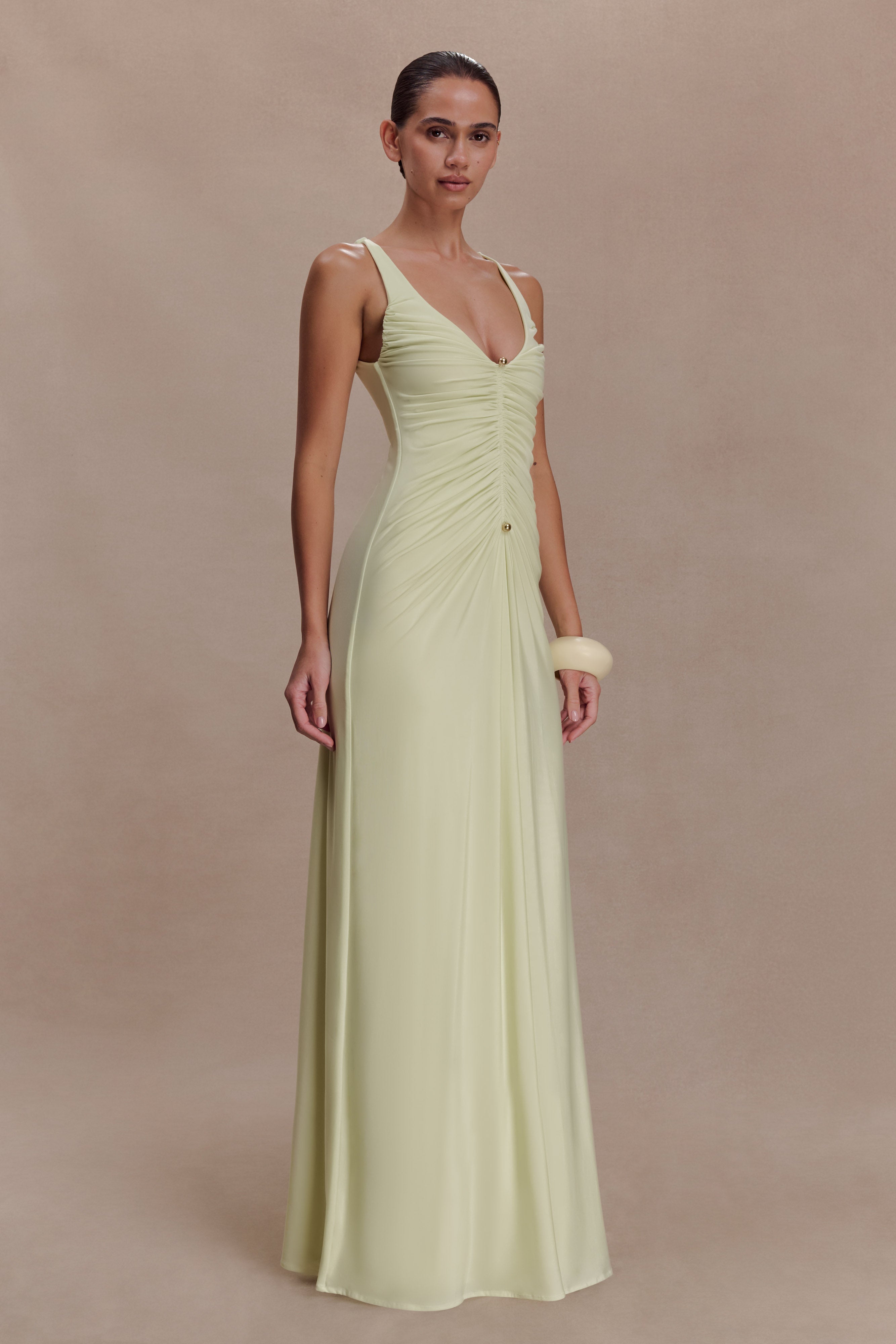 Perrie Slinky Ruched Maxi Dress