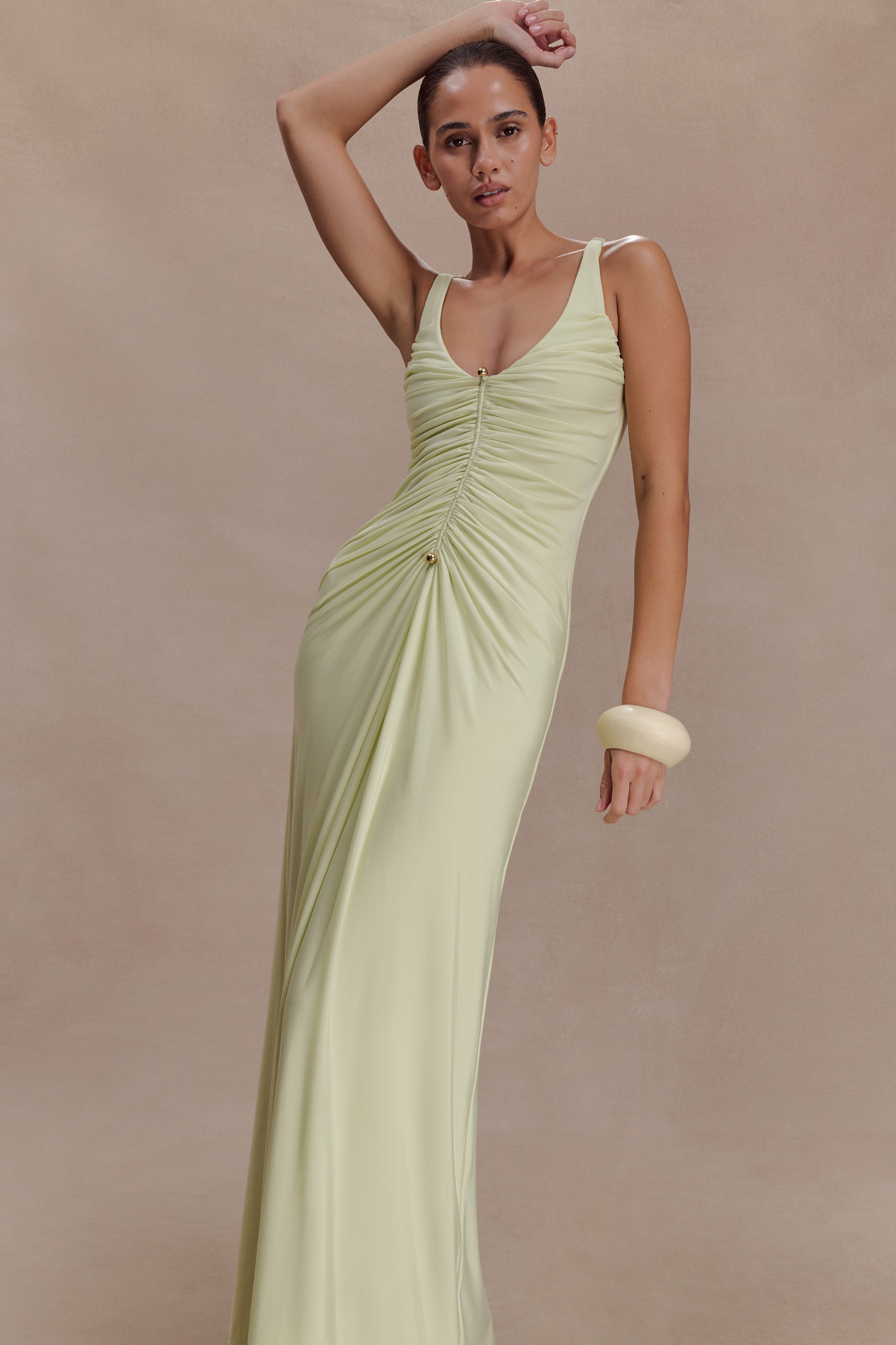 Perrie Slinky Ruched Maxi Dress