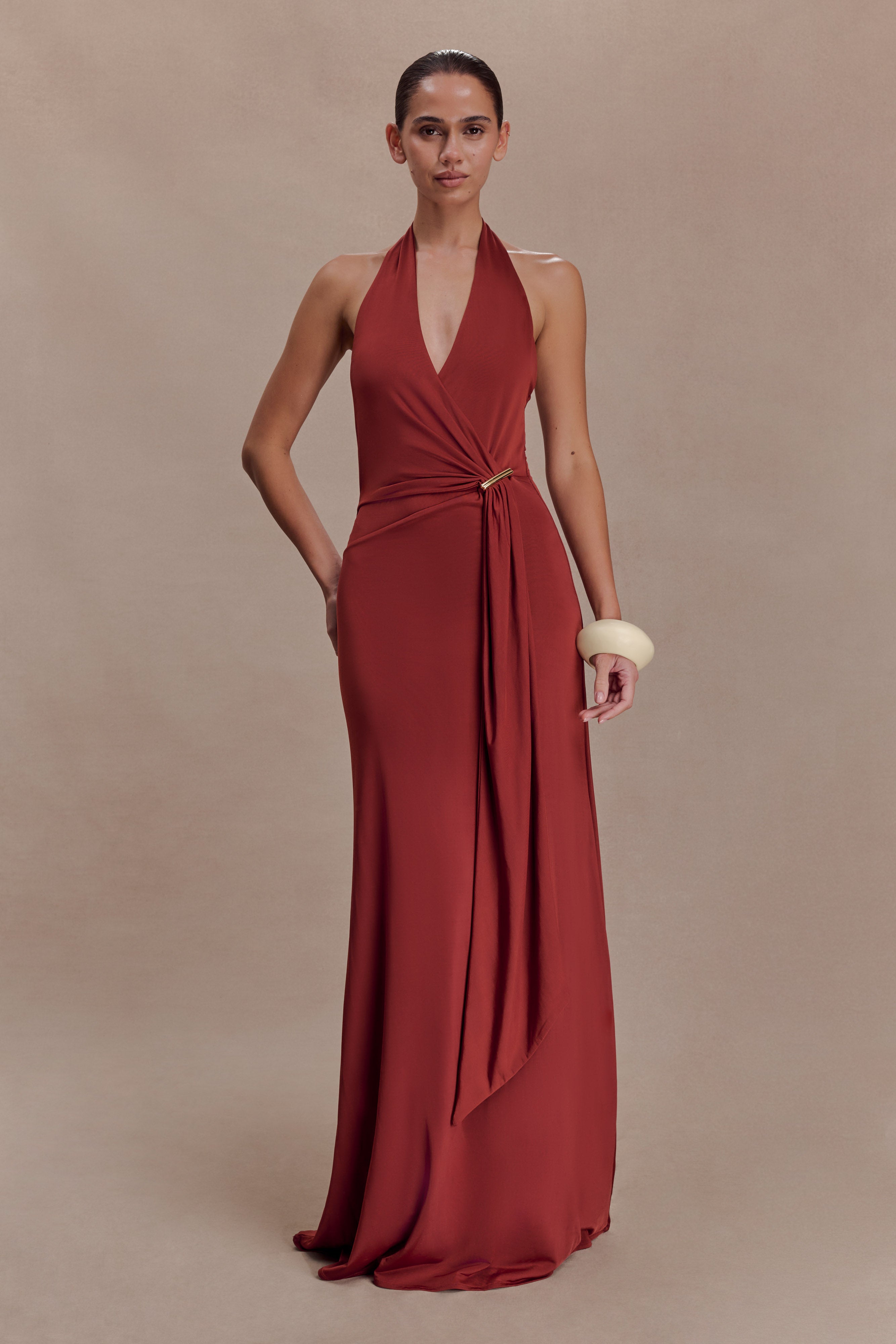 Veda Slinky Halter Maxi Dress