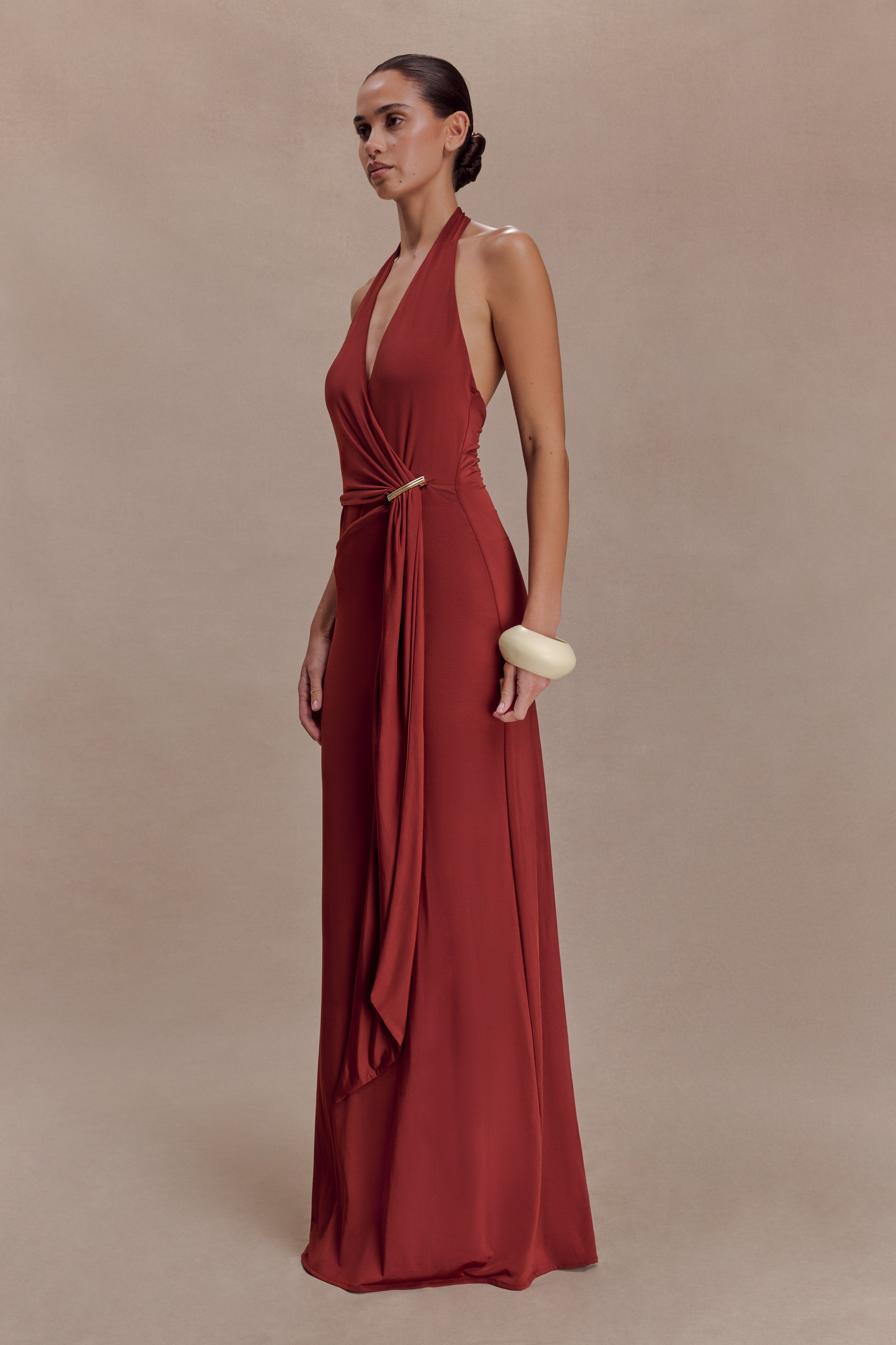 Veda Slinky Halter Maxi Dress