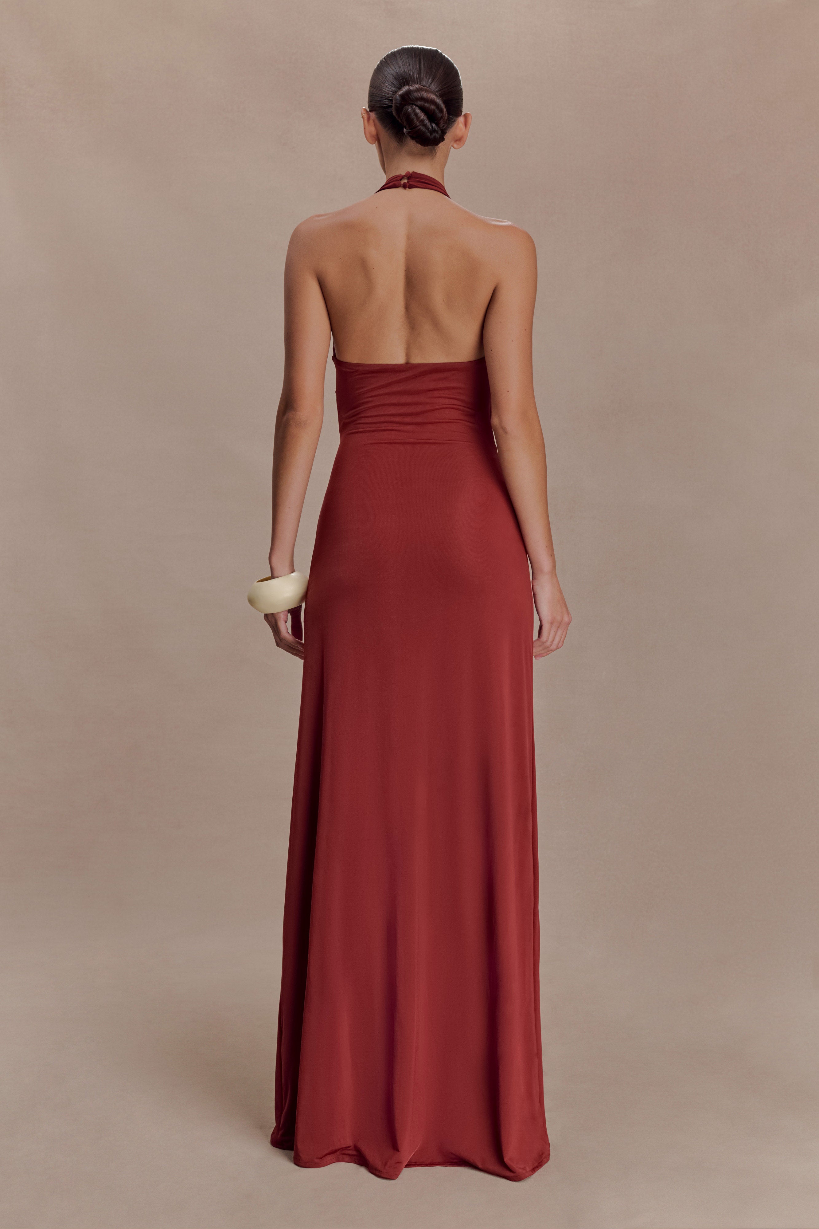 Veda Slinky Halter Maxi Dress