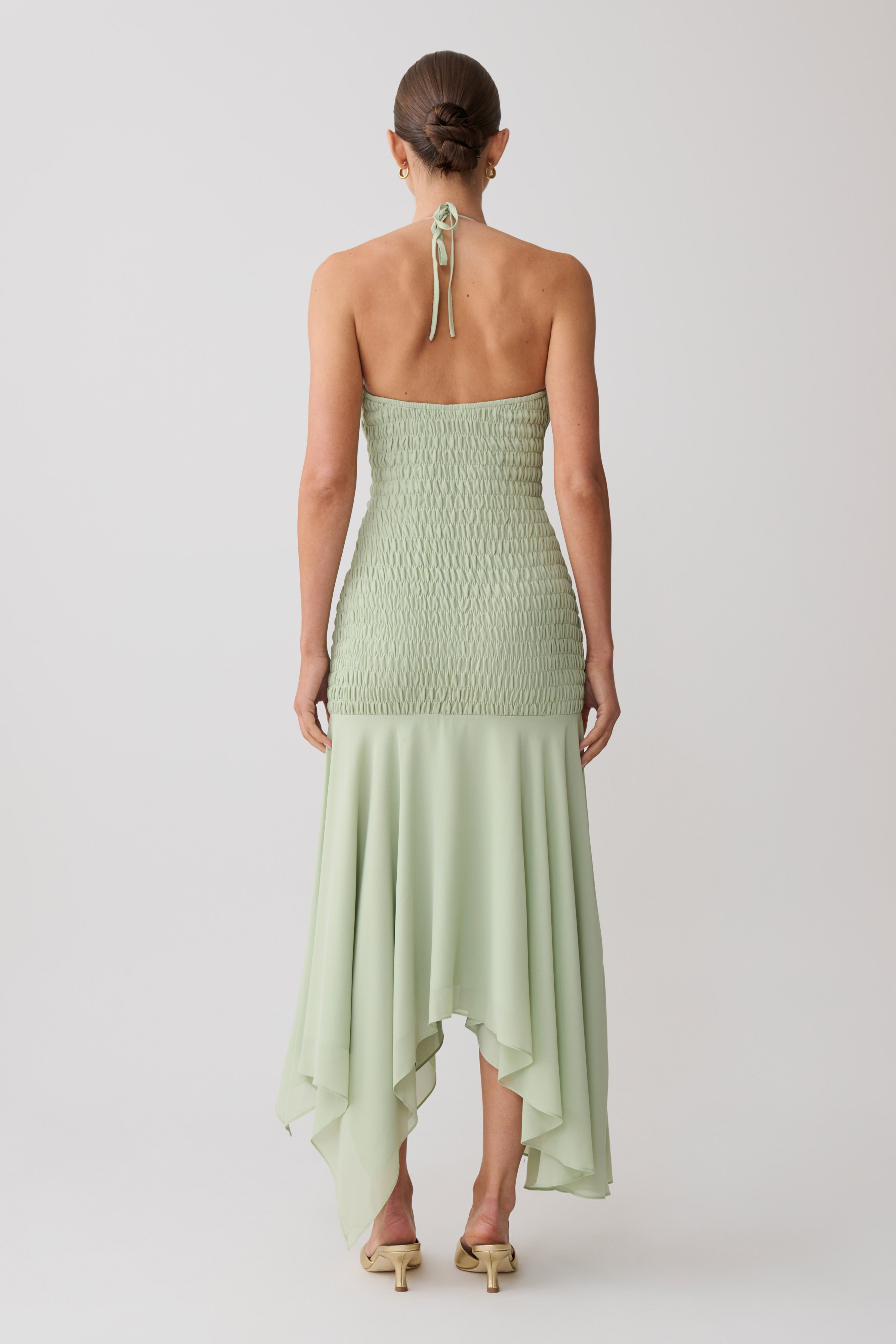 Evelyn Shirred Chiffon Maxi Dress