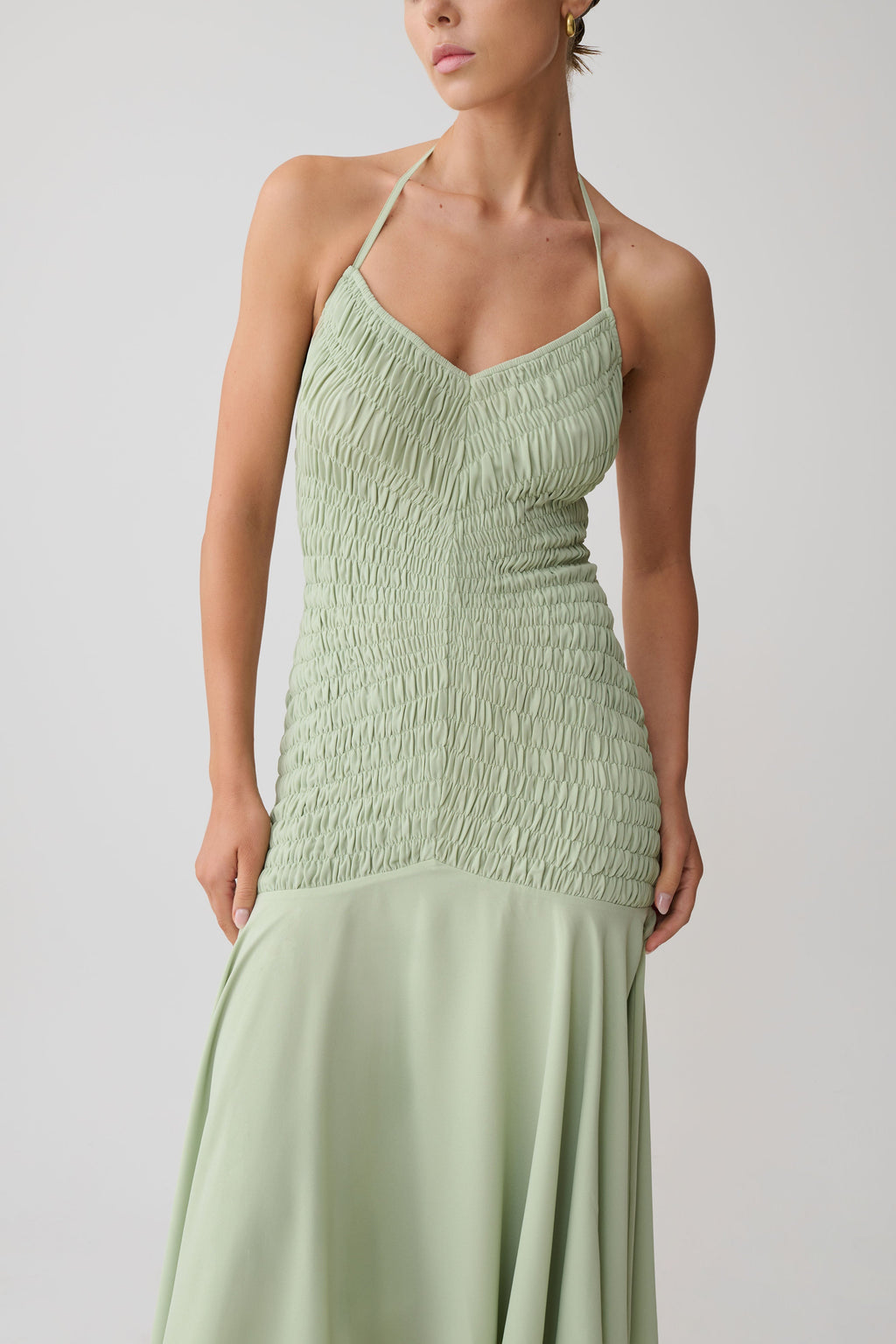 Evelyn Shirred Chiffon Maxi Dress