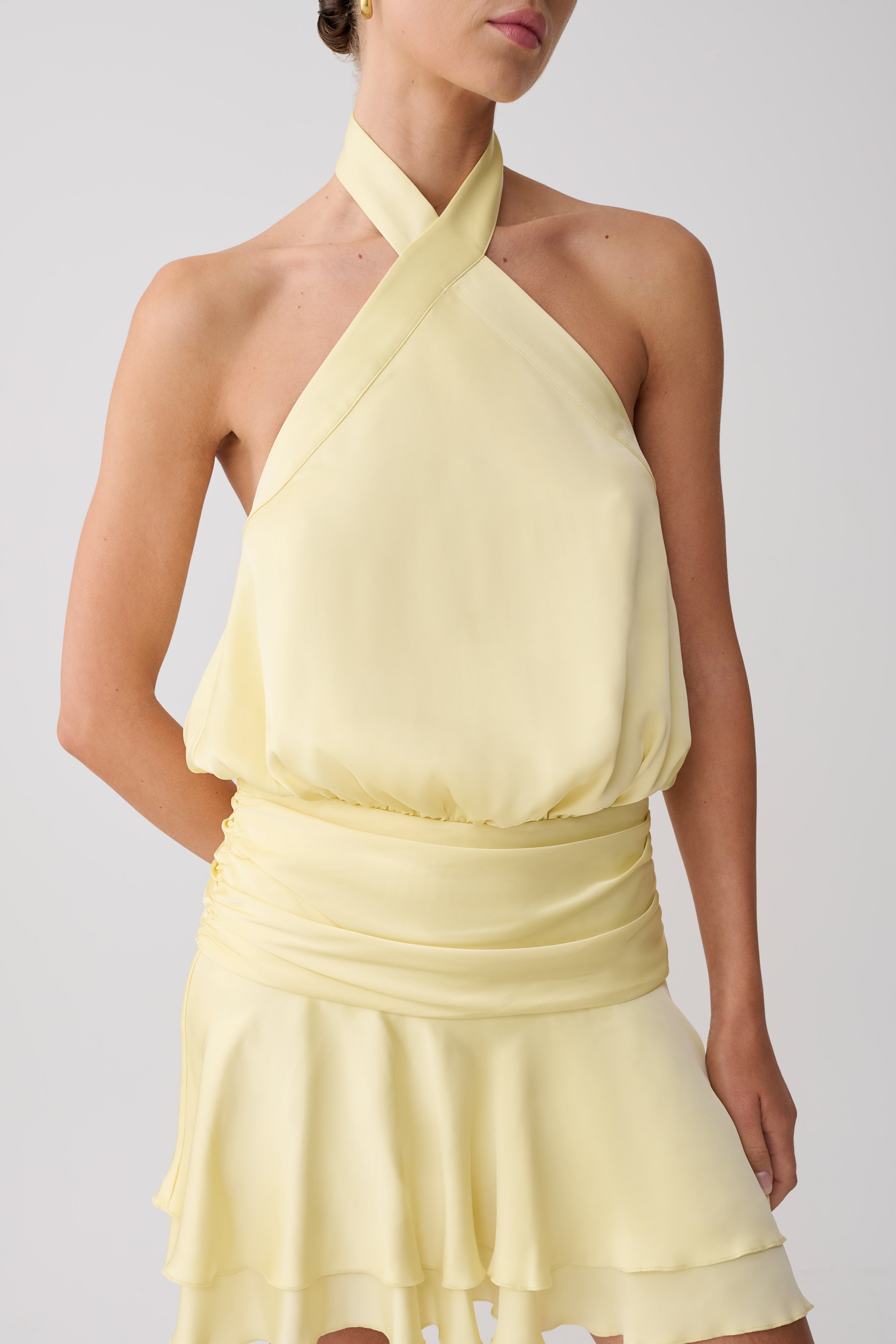 Poppy Satin Halter Mini Dress