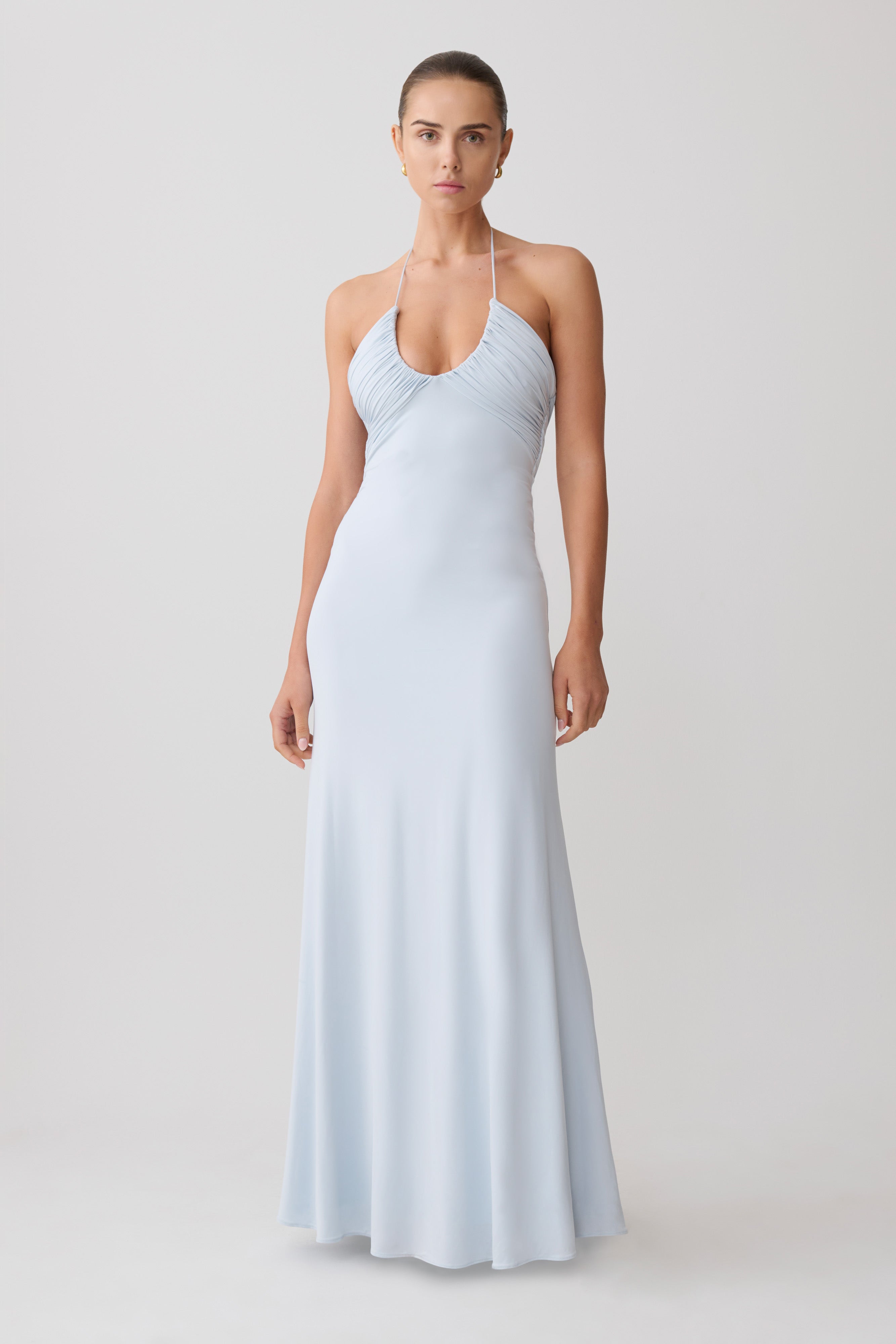 Maely Gathered Slinky Maxi Dress
