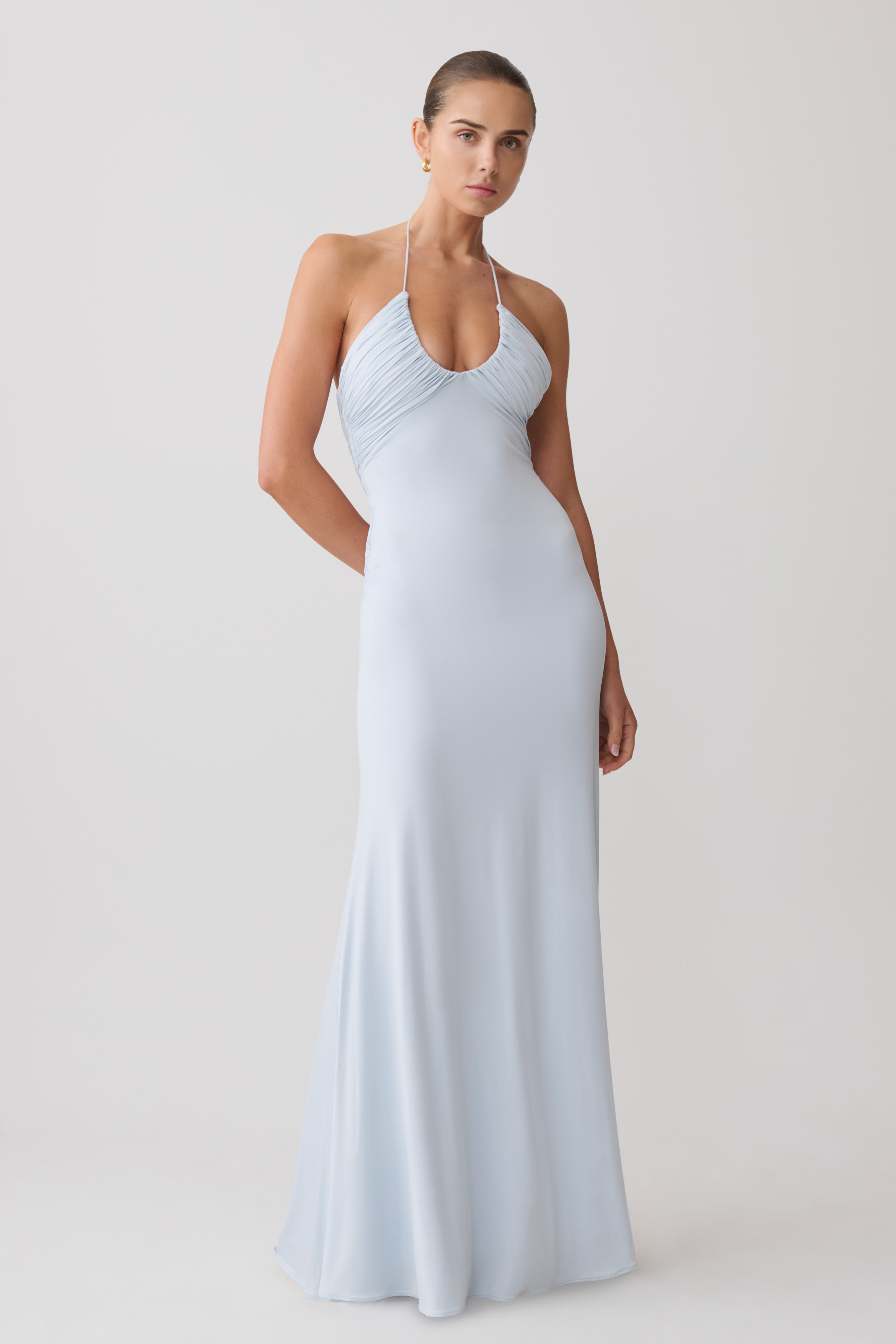 Maely Gathered Slinky Maxi Dress