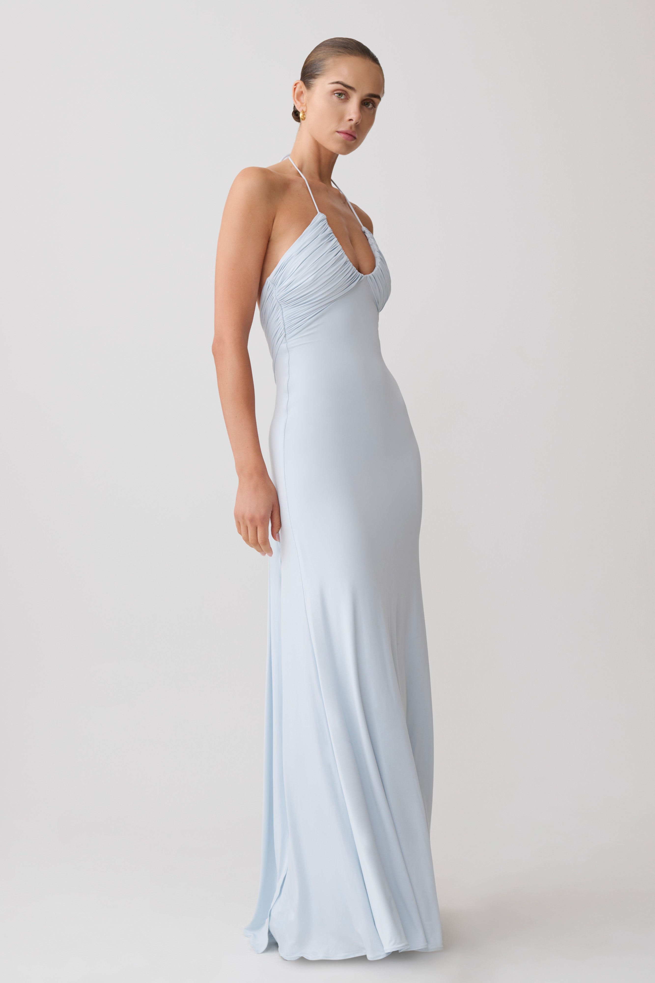 Maely Gathered Slinky Maxi Dress