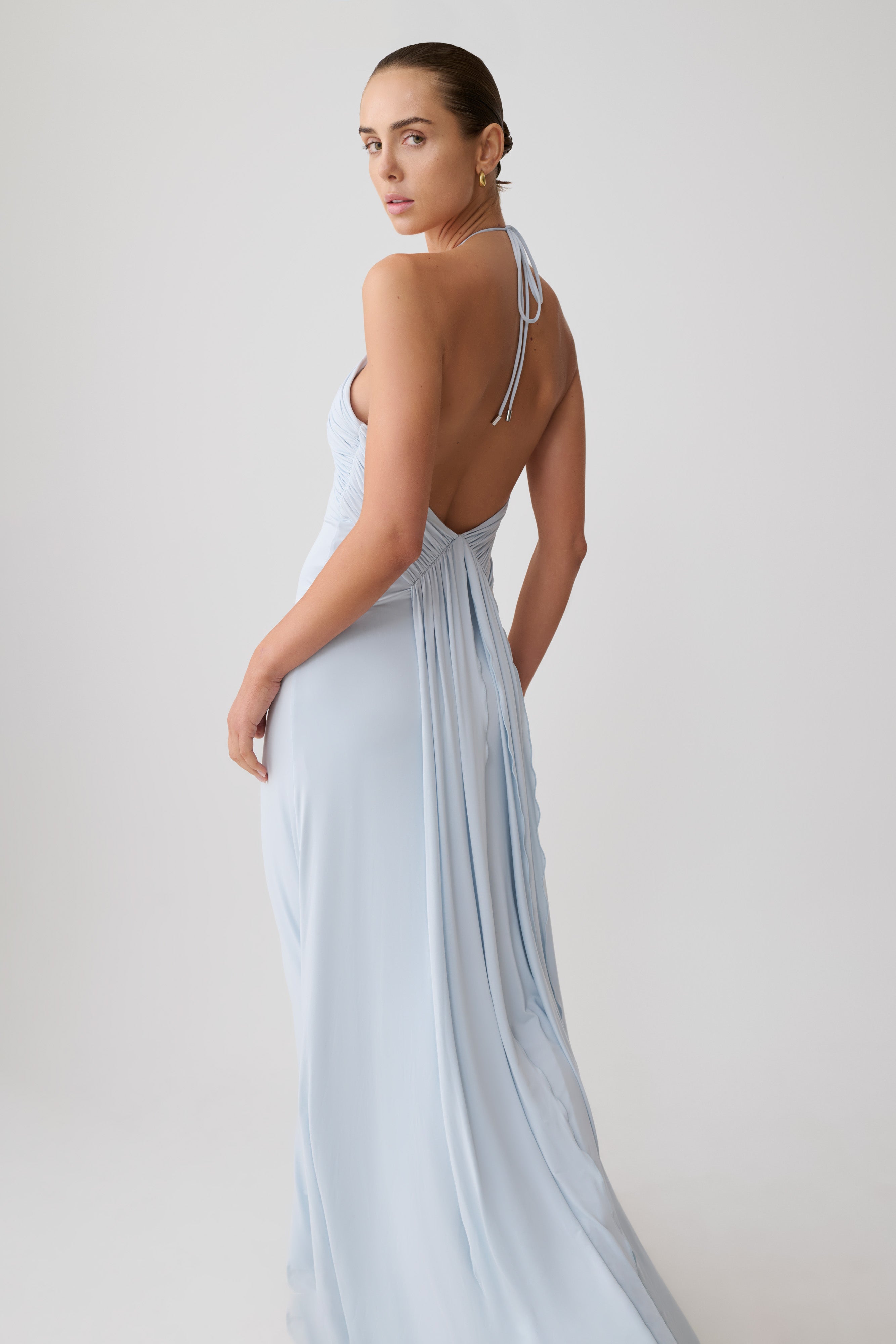 Maely Gathered Slinky Maxi Dress