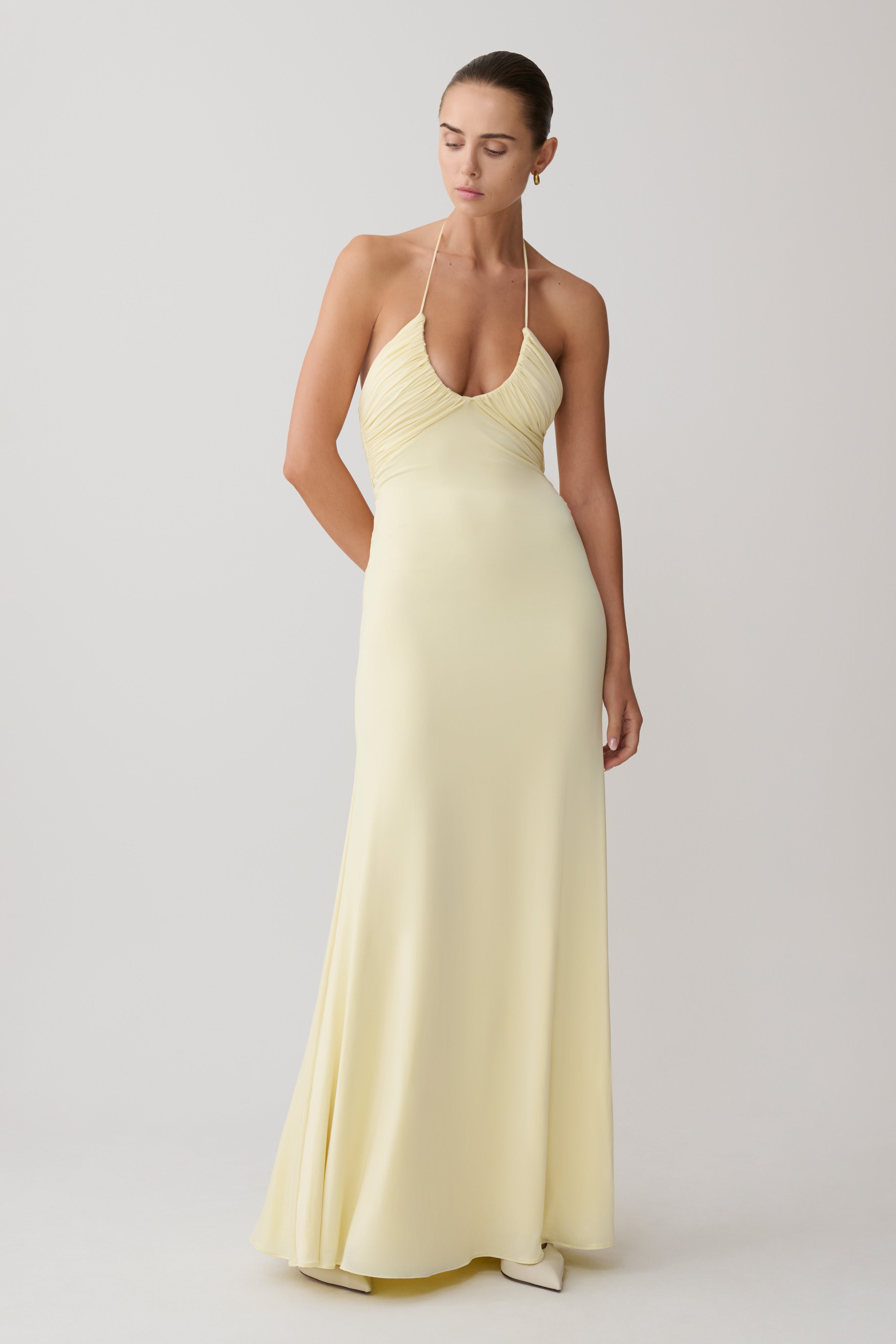 Maely Gathered Slinky Maxi Dress
