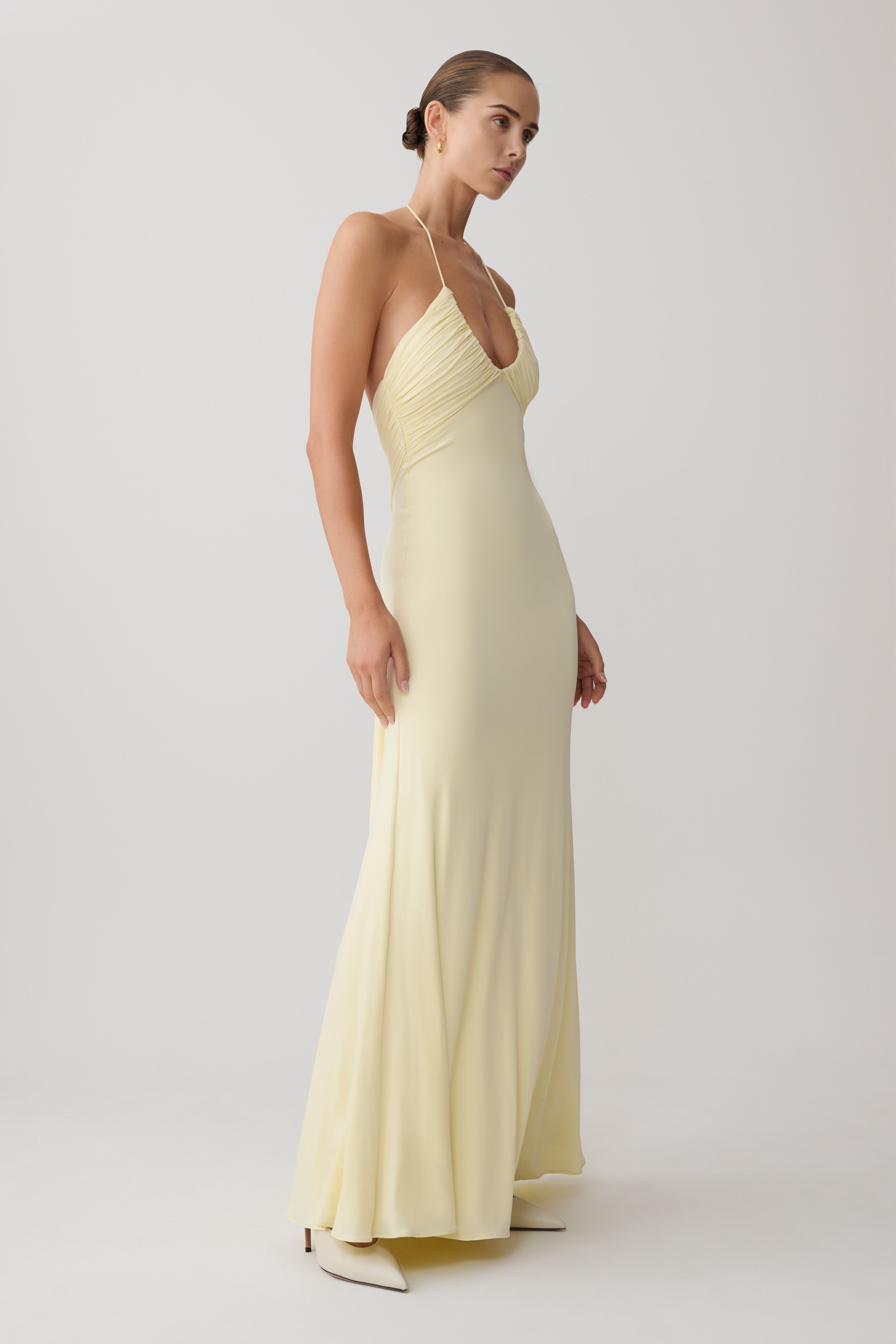 Maely Gathered Slinky Maxi Dress