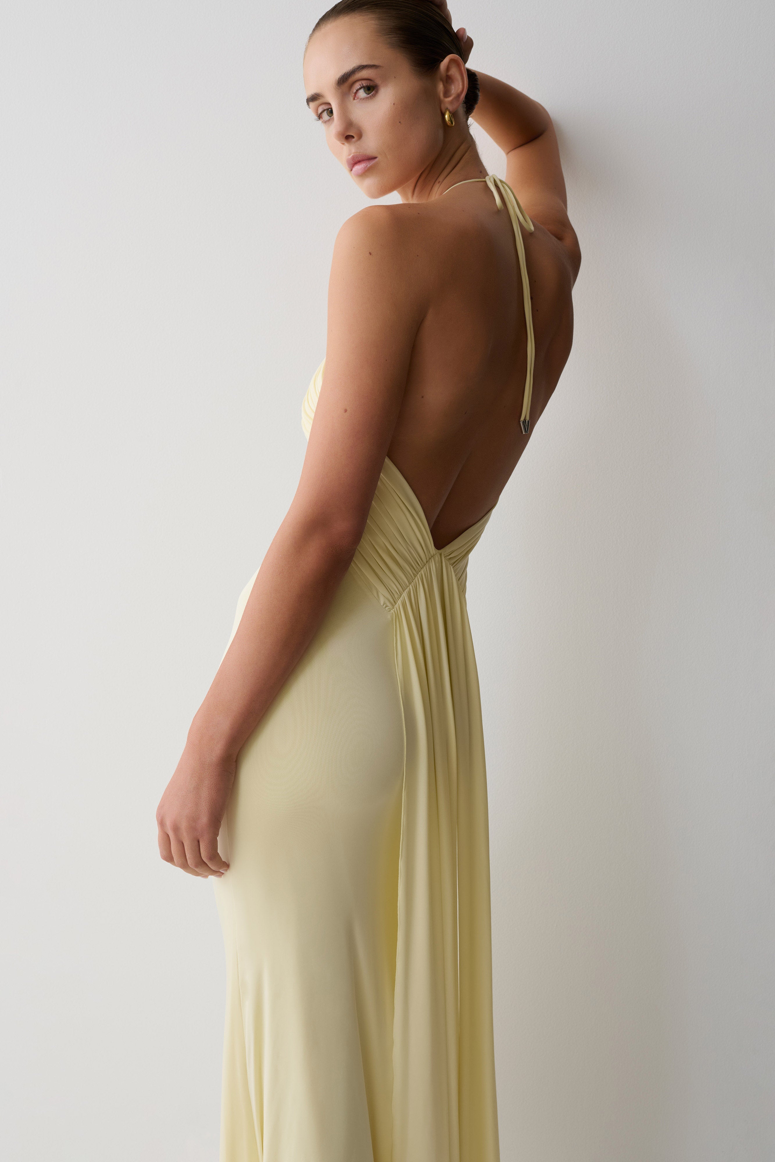 Maely Gathered Slinky Maxi Dress