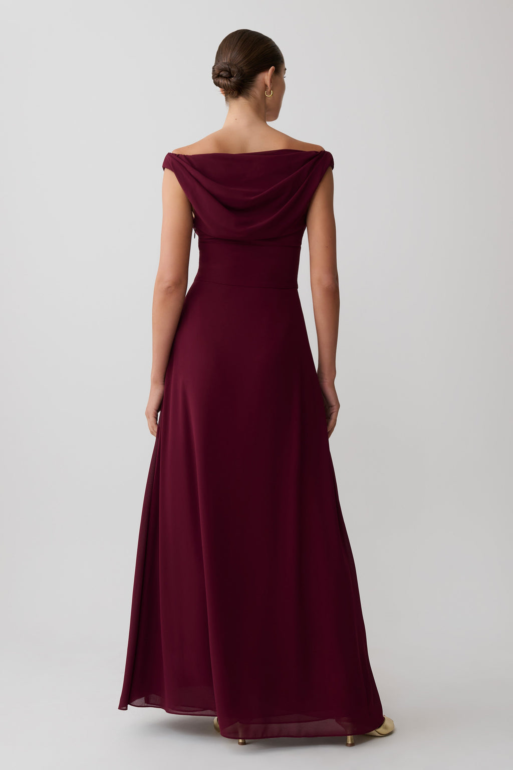 Mabel Off Shoulder Chiffon Maxi Dress