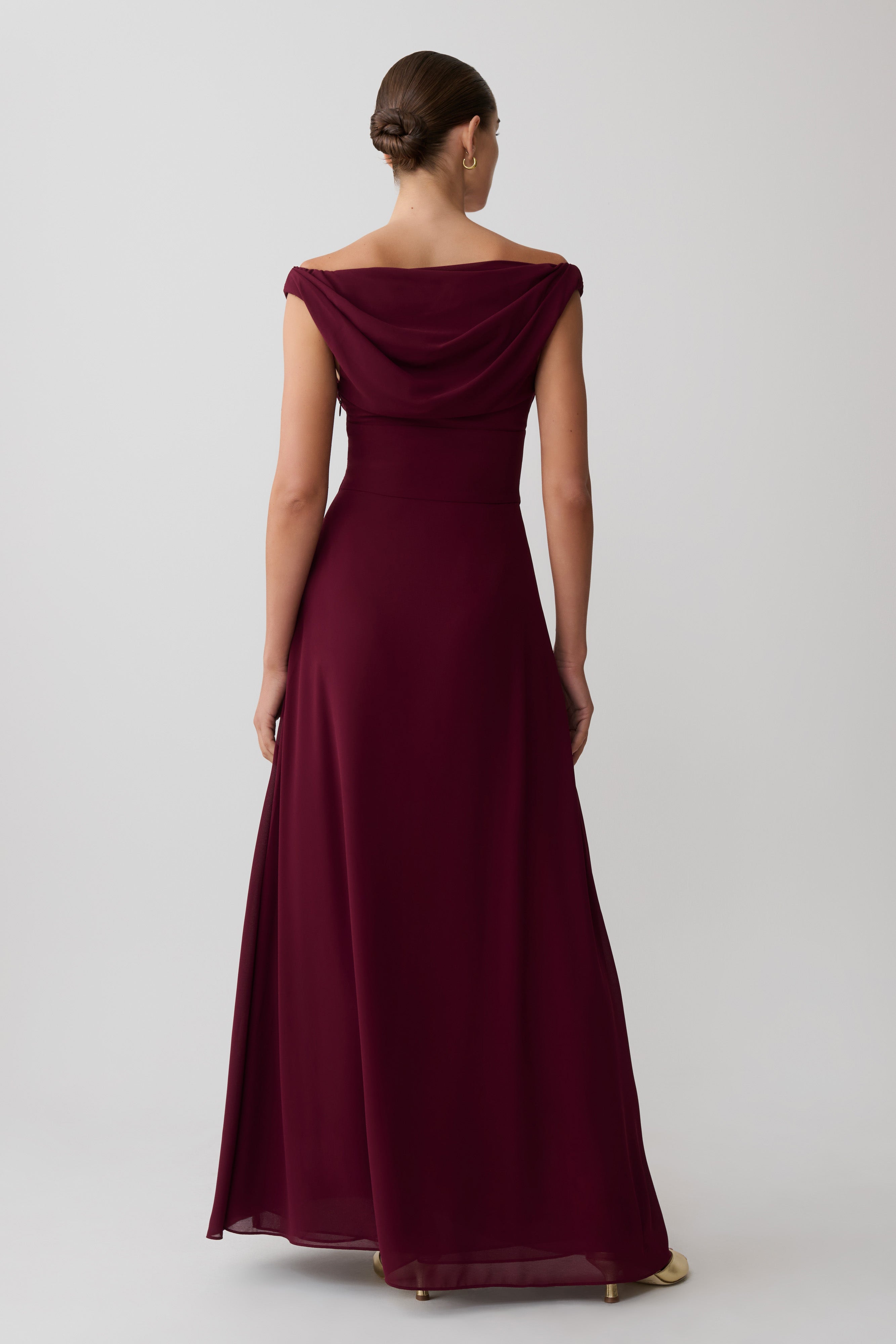 Mabel Off Shoulder Chiffon Maxi Dress