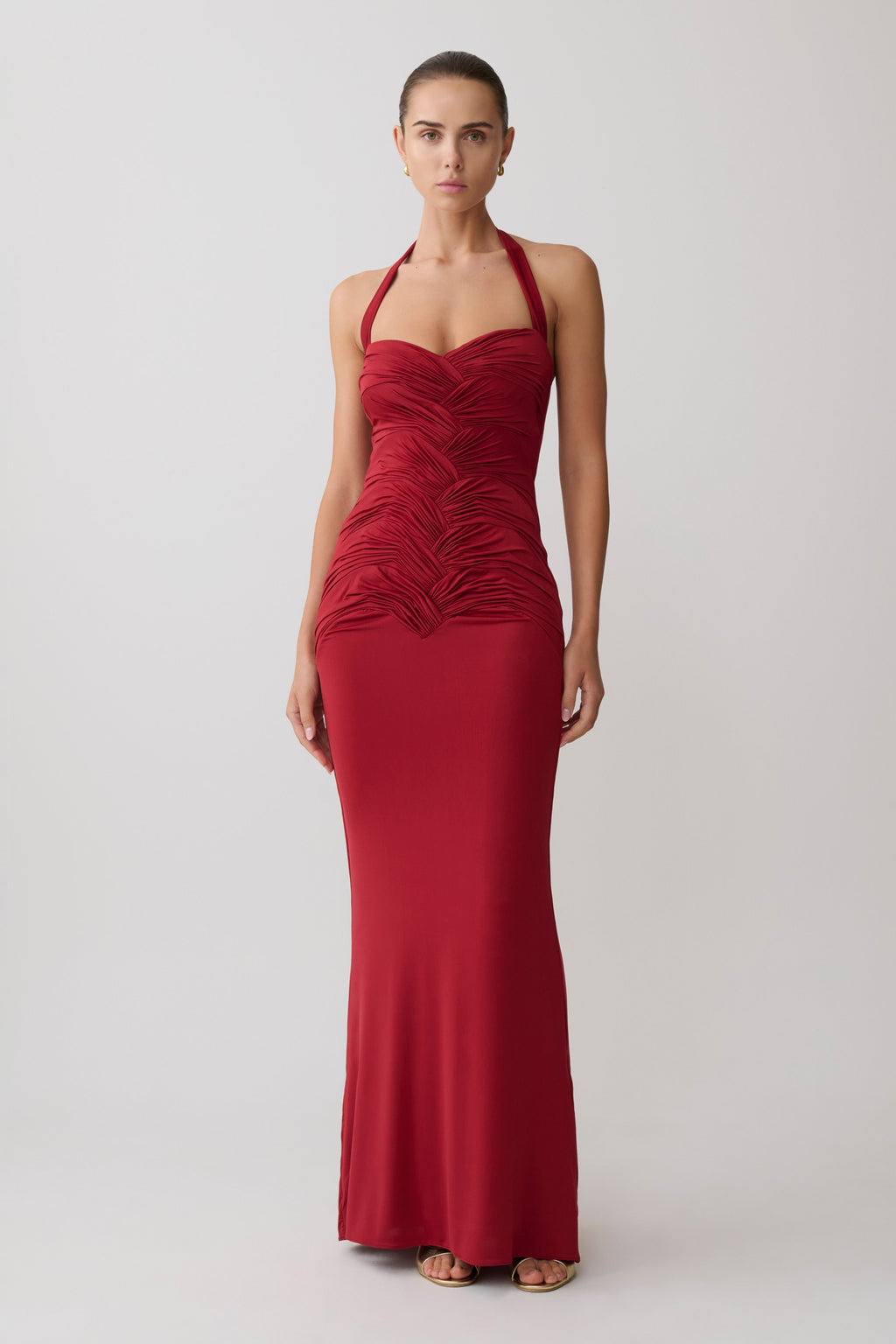 Hoai Gathered Slinky Halter Maxi Dress