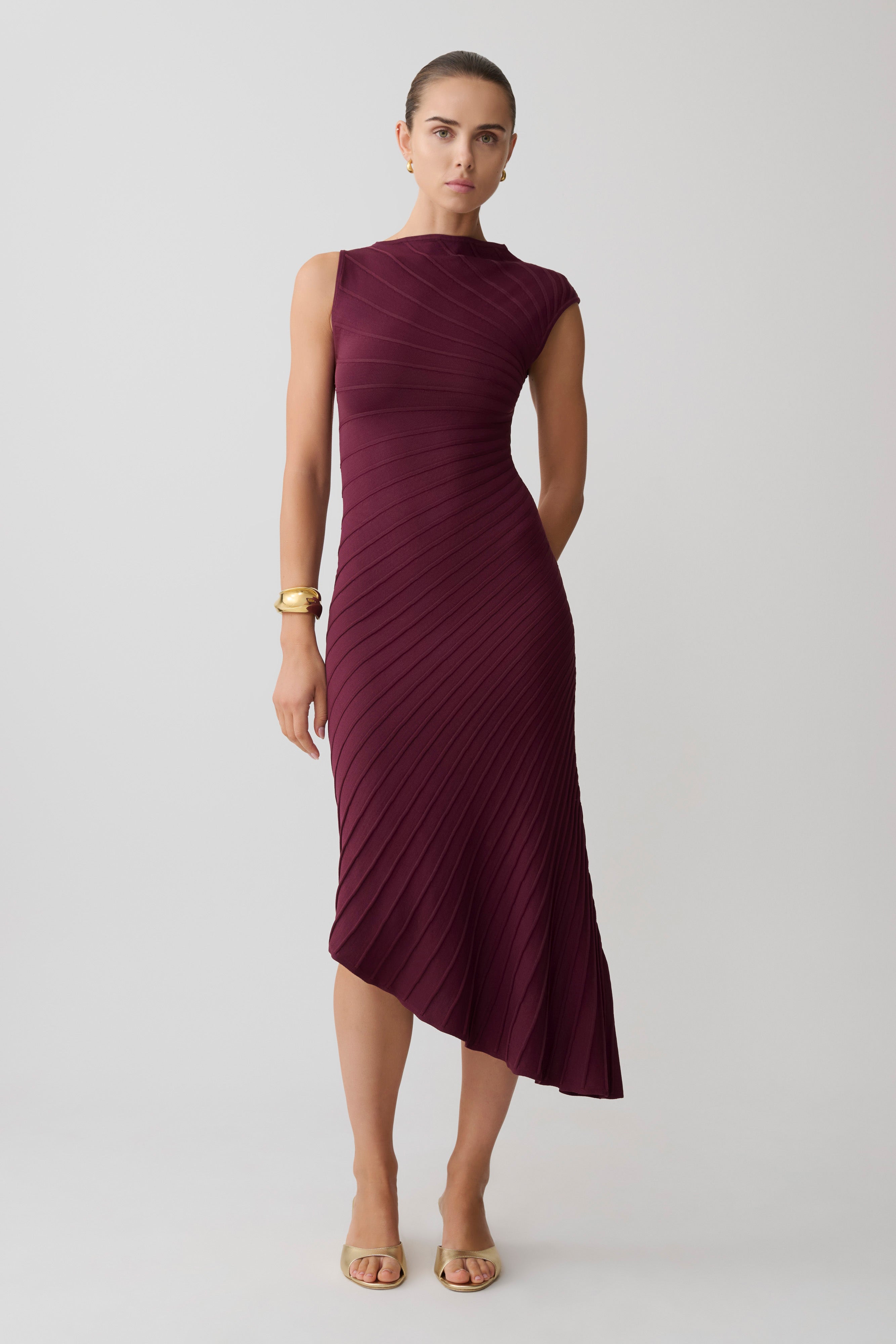 Milasandra Pleated Knit Dress