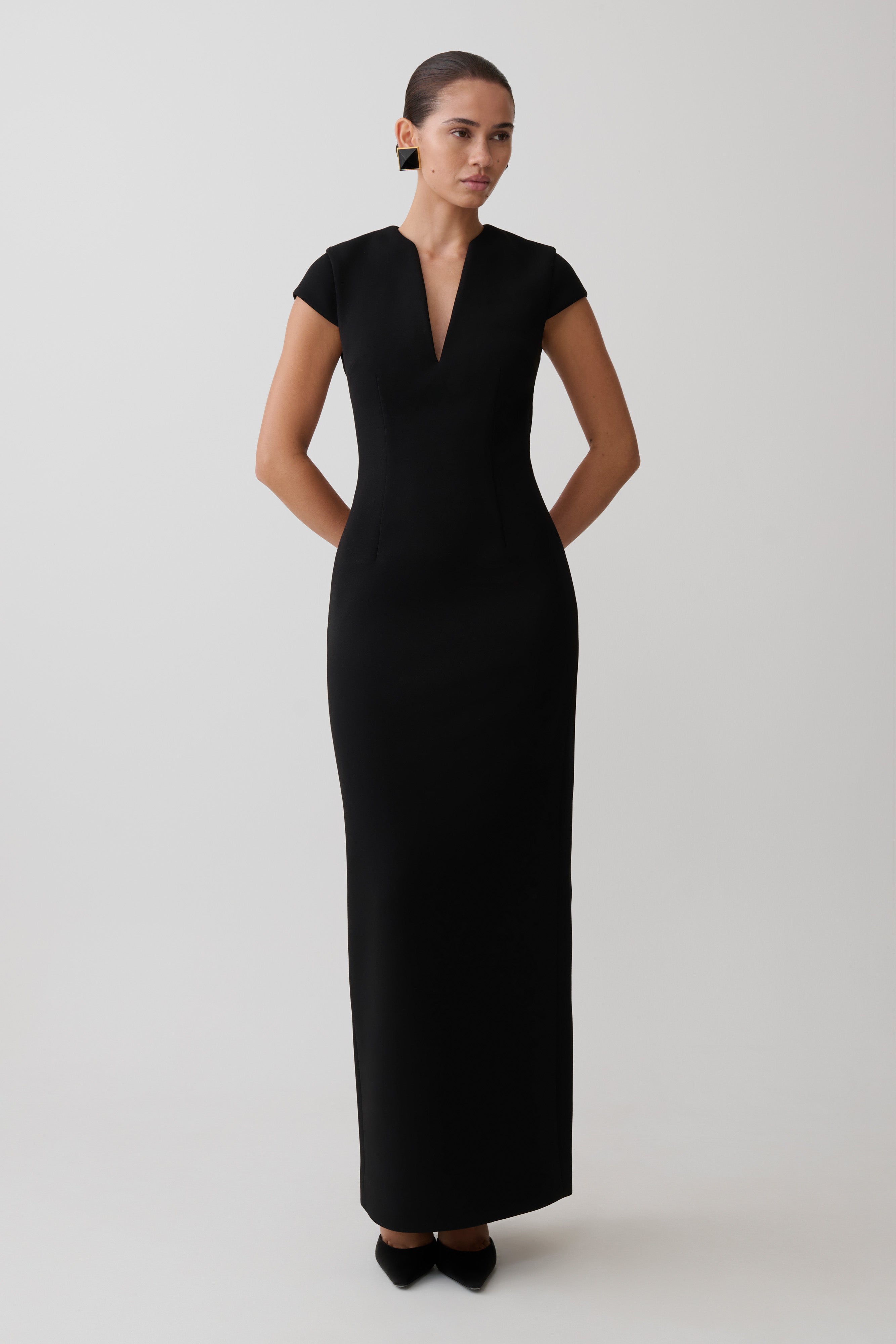 Briella V Neck Suiting Maxi Dress