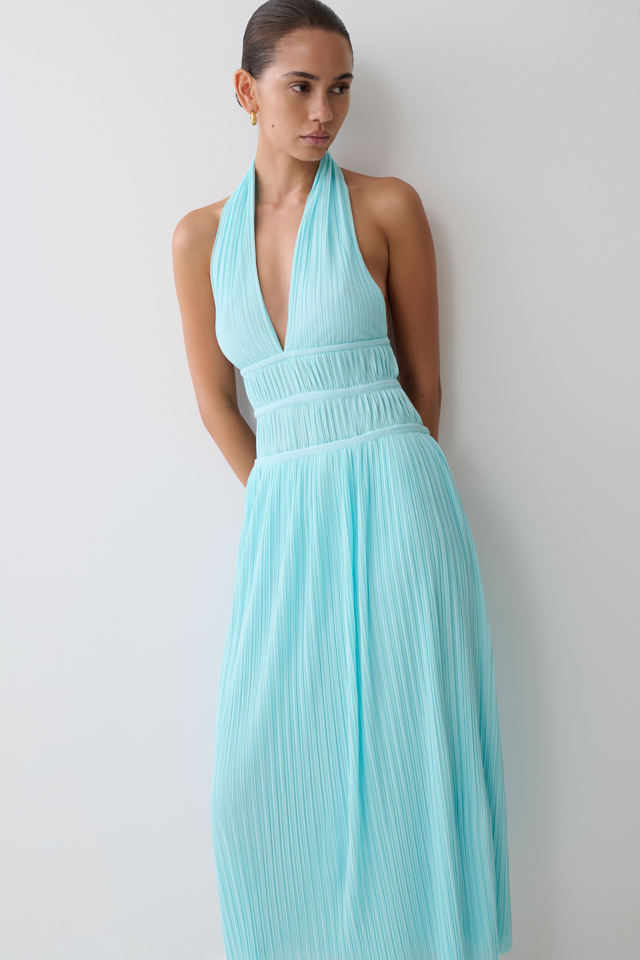 Thien Cowl Halter Midi Dress