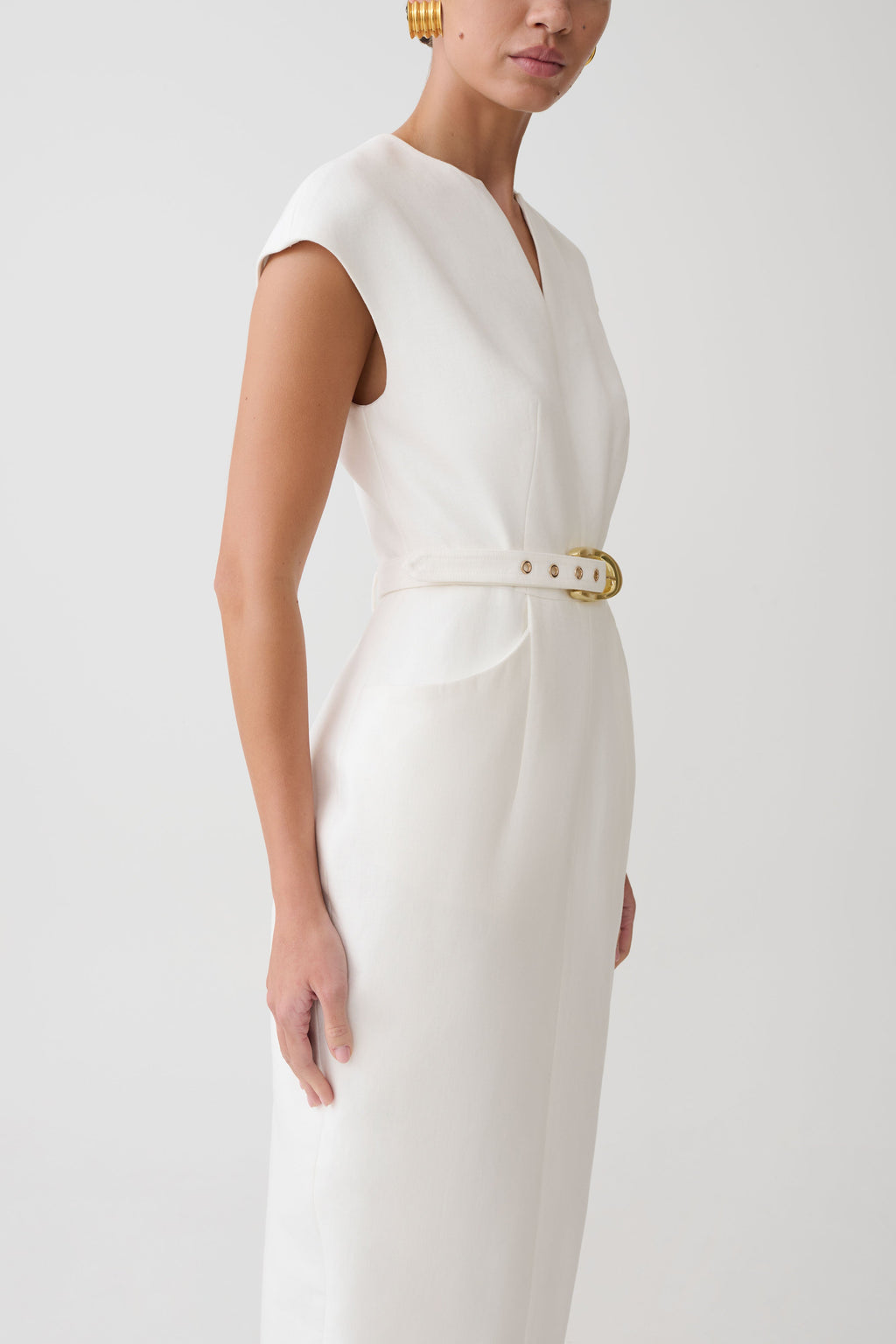 Livia V Neck Linen Maxi Dress