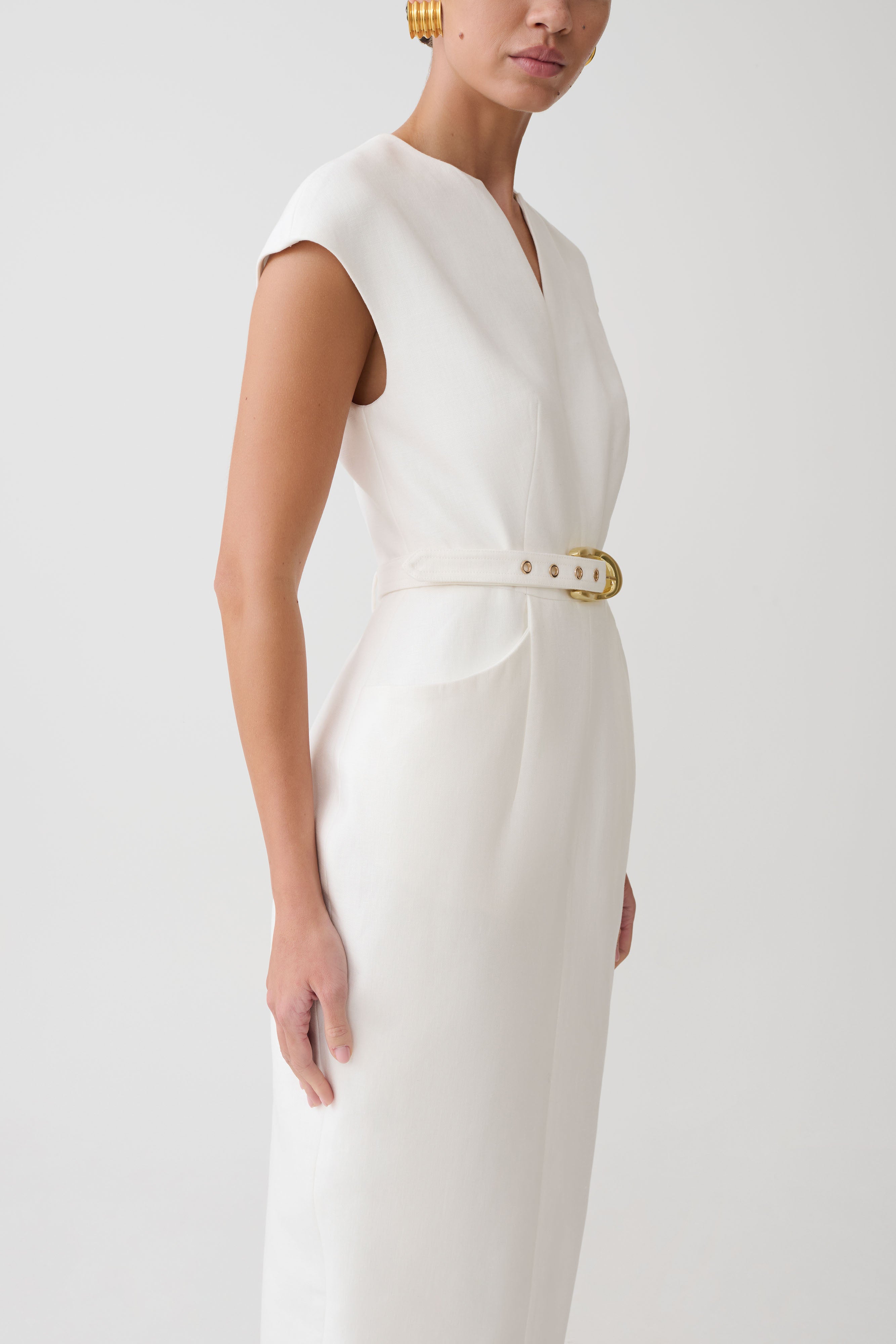 Livia V Neck Linen Maxi Dress
