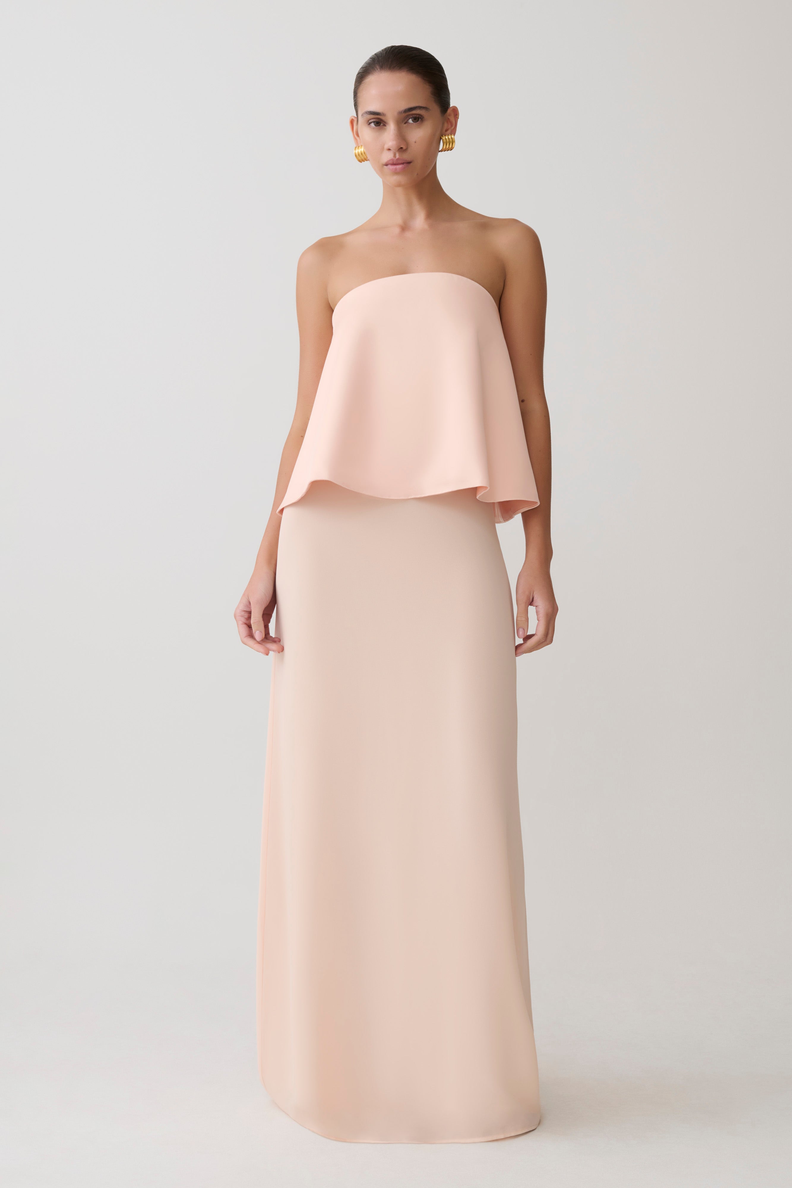 Sophia Satin Strapless Maxi Dress