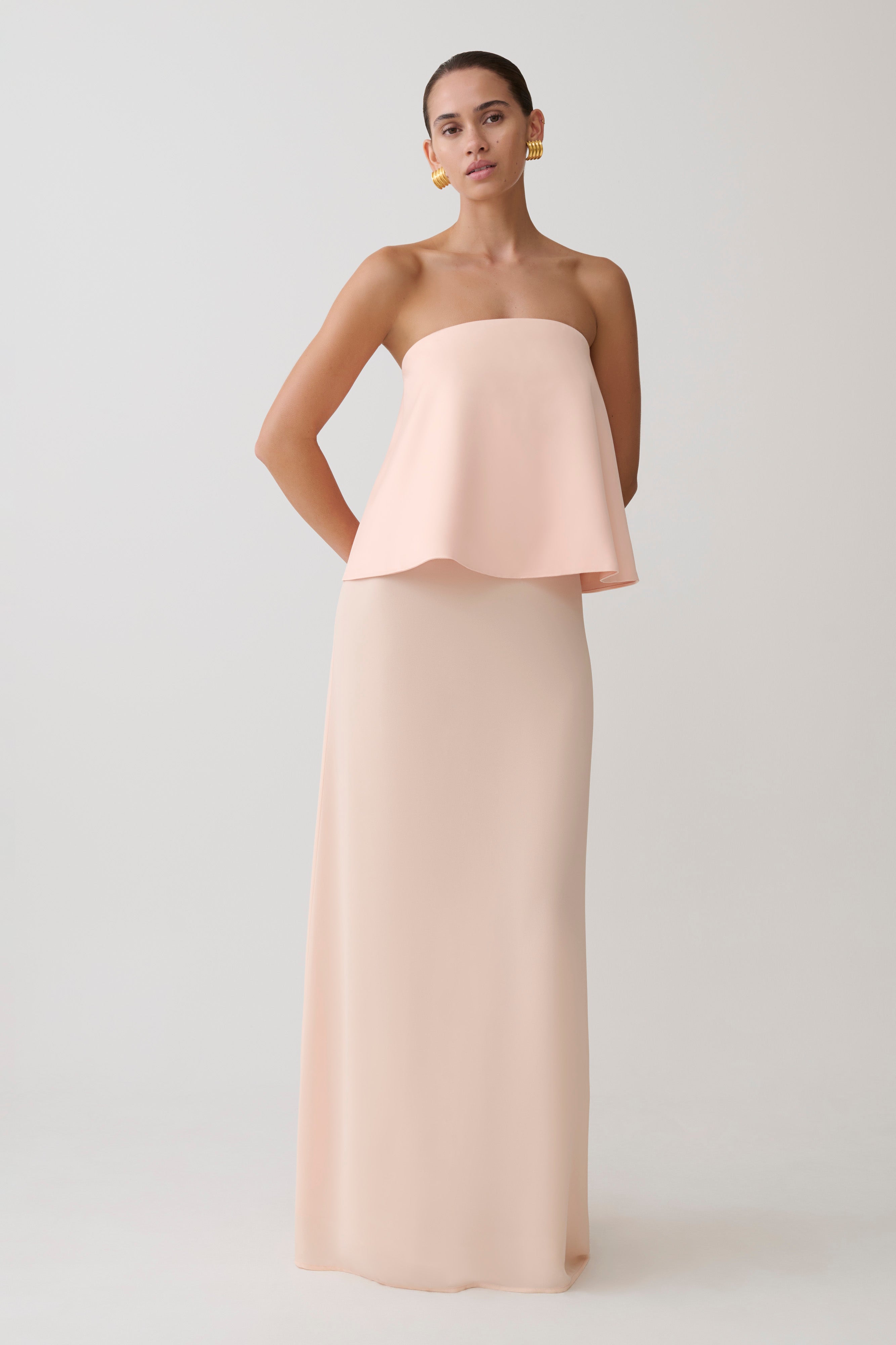 Sophia Satin Strapless Maxi Dress