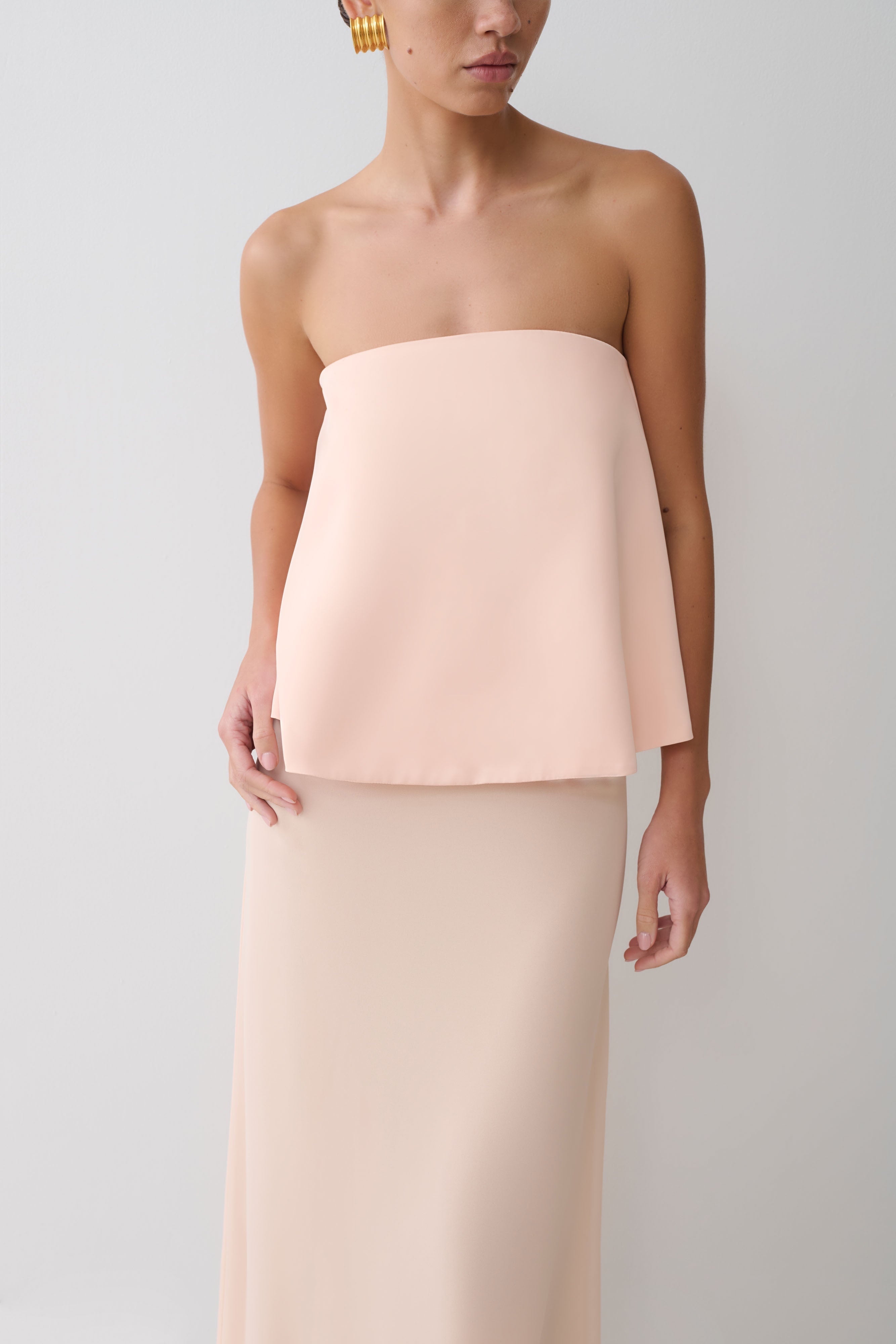 Sophia Satin Strapless Maxi Dress