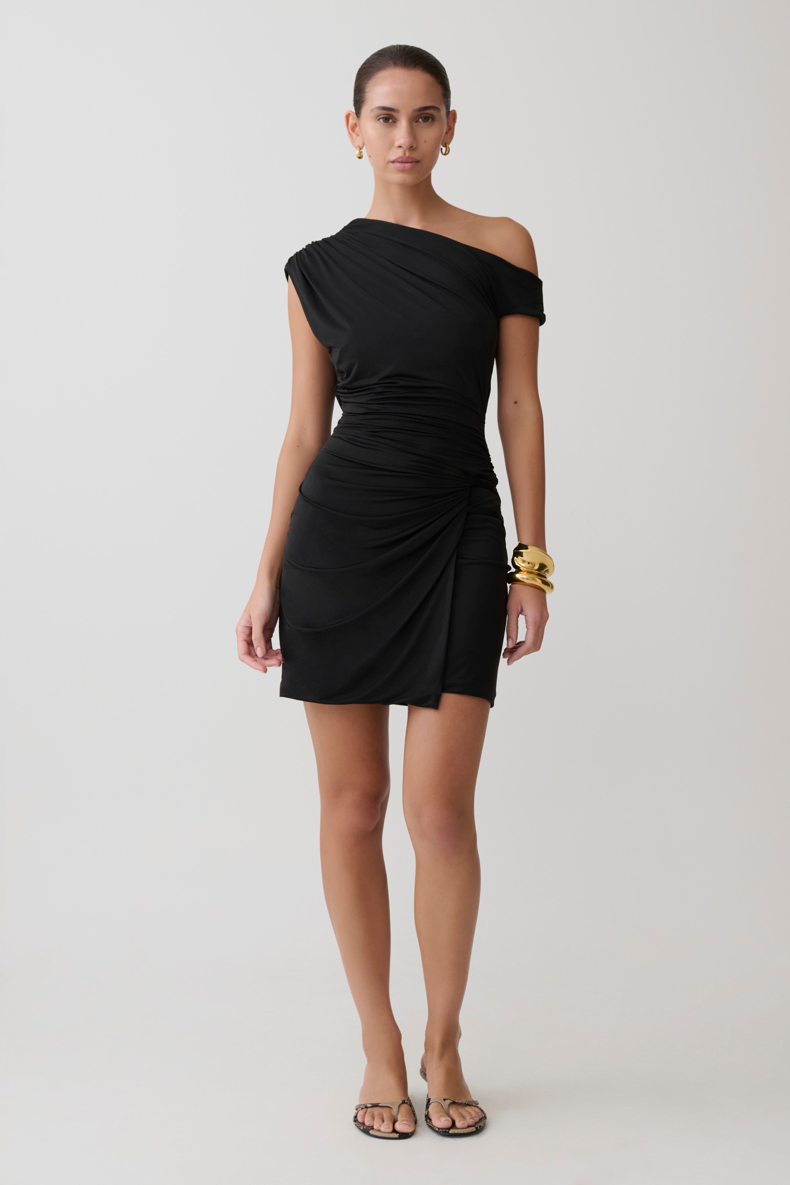 Alyn Off Shoulder Draped Mini Dress