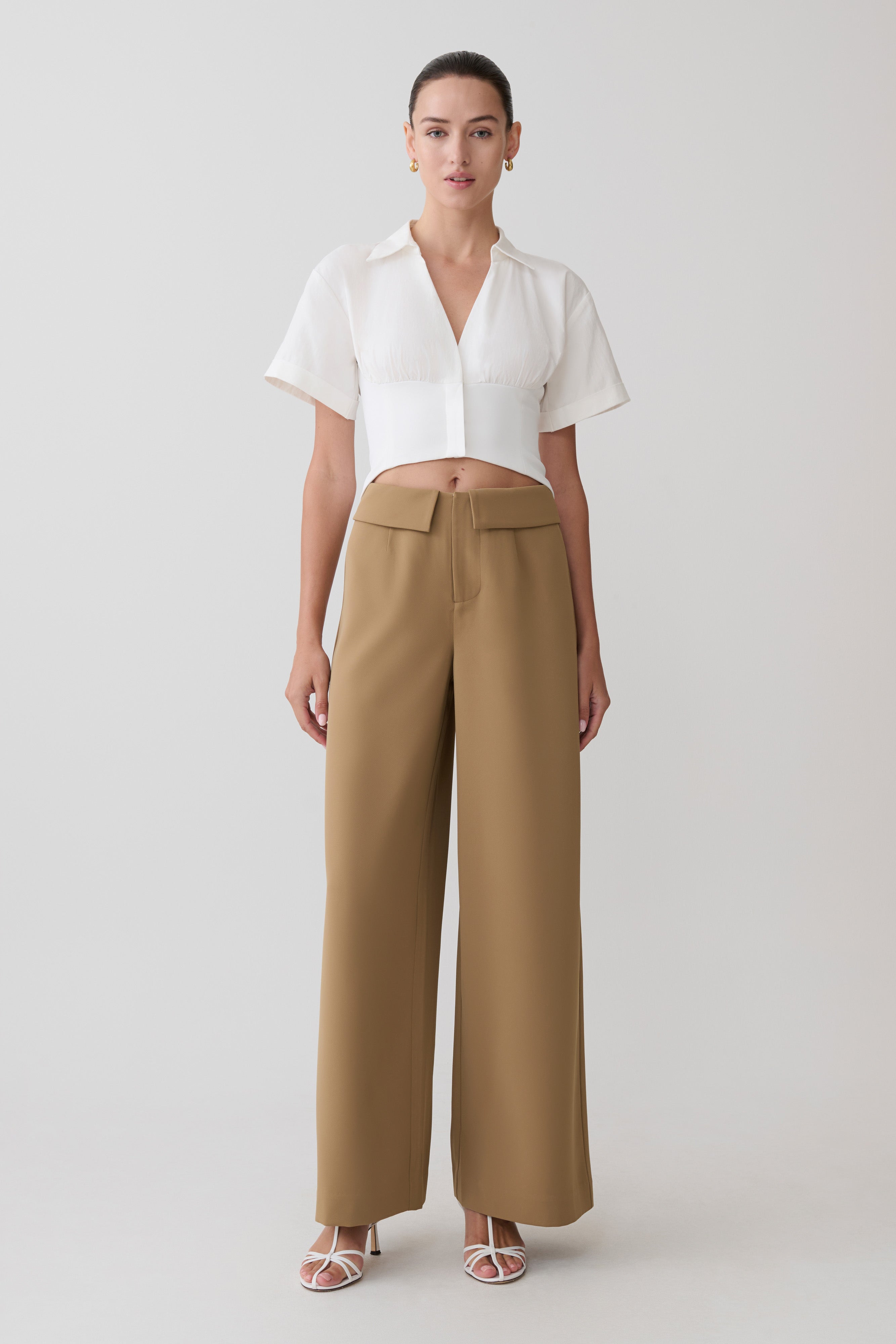 Tanya Wide Leg Suiting Trousers - Camel