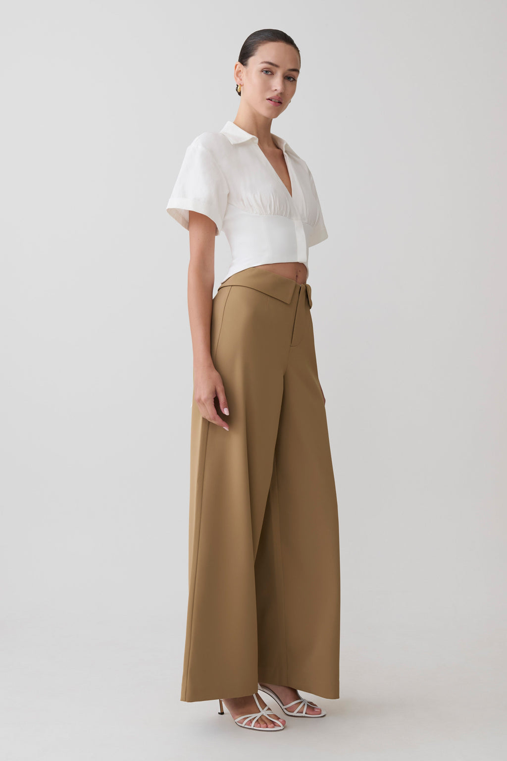 Tanya Wide Leg Suiting Trousers - Camel
