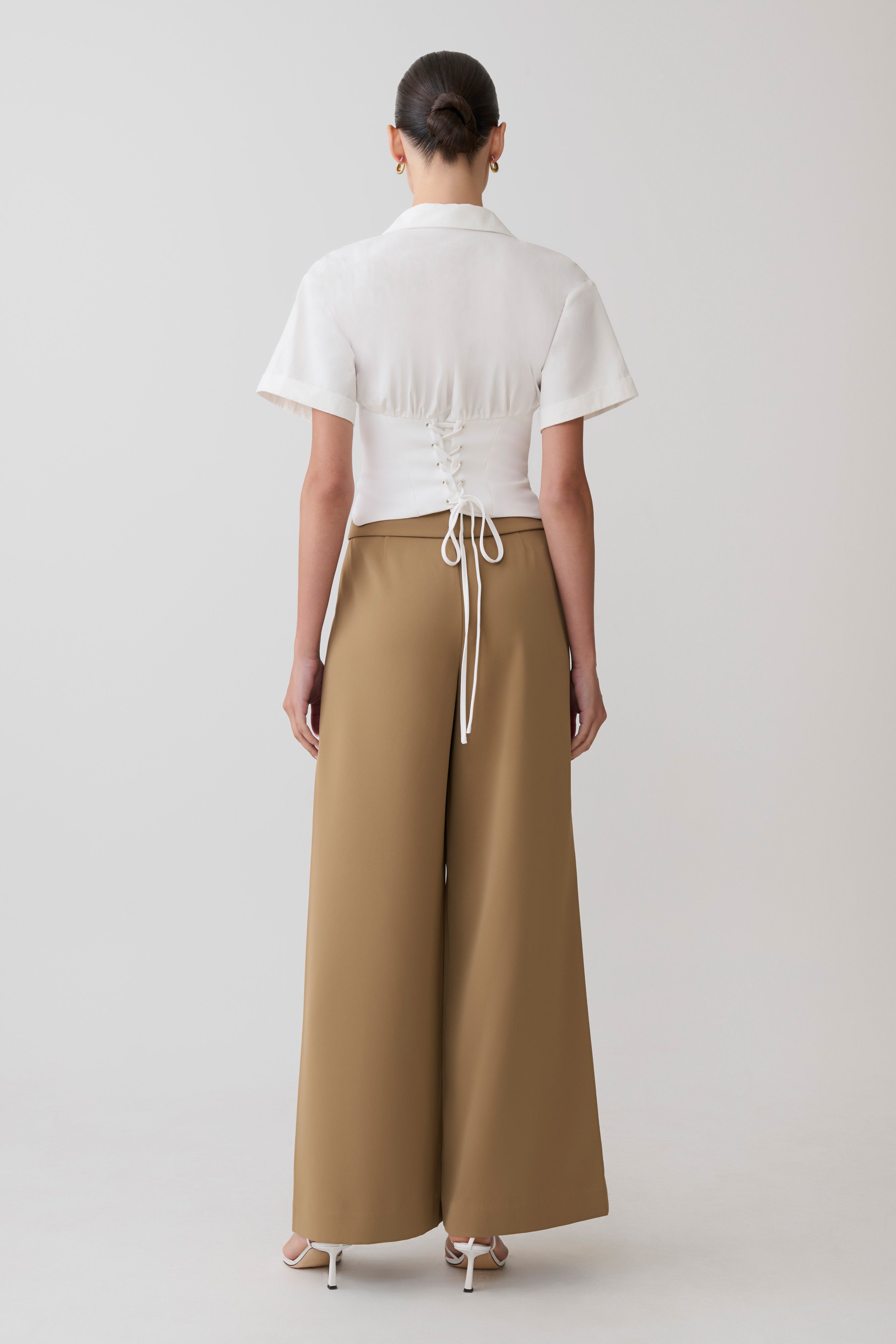 Tanya Wide Leg Suiting Trousers - Camel