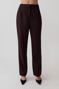 Agatha Straight Leg Suiting Trousers - Plum Pinstripe