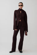 Lara Knit Cardigan With Scarf in Chocolate – Chic&Drifts