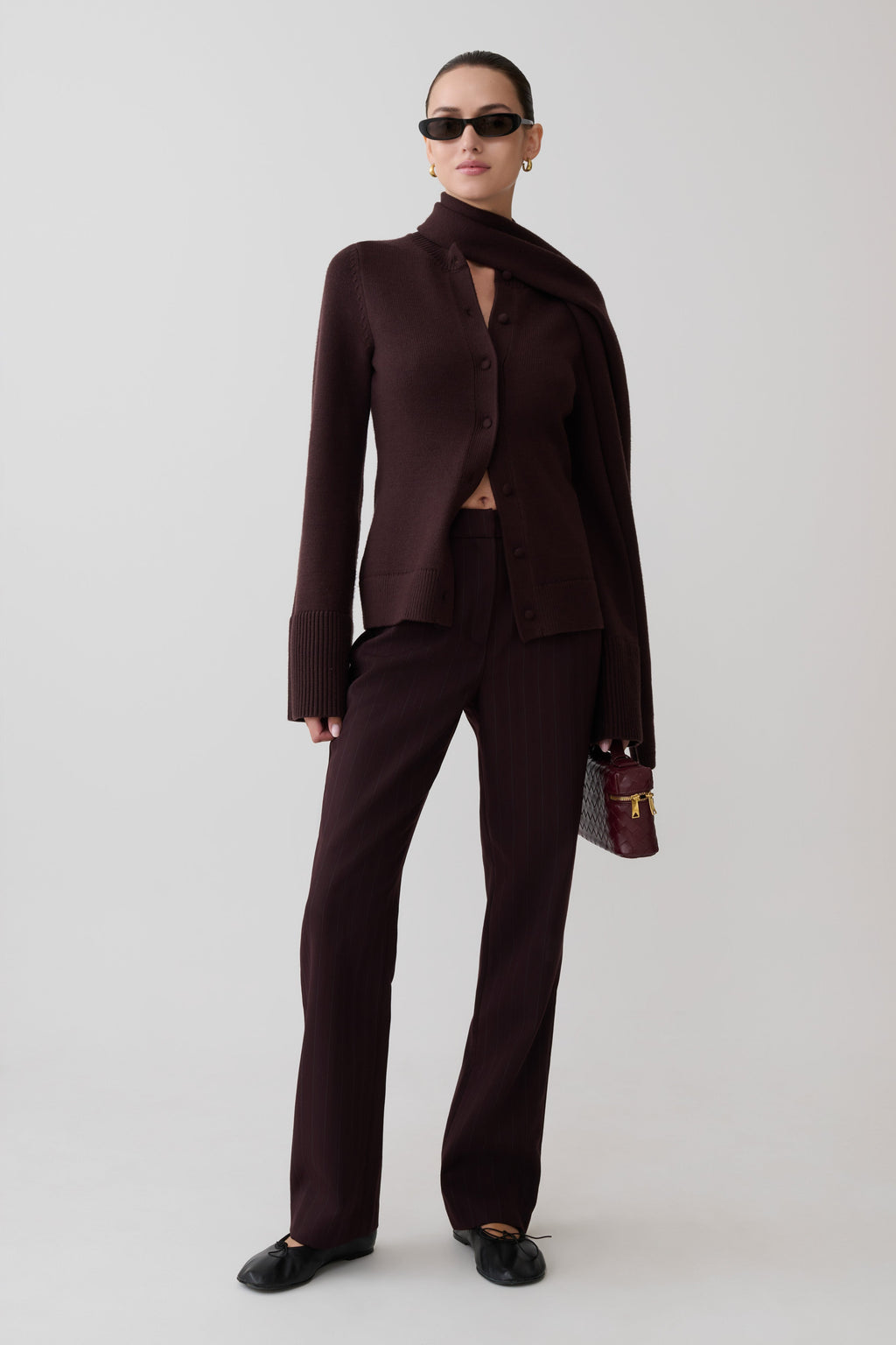 Lara Knit Cardigan With Scarf in Chocolate – Chic&Drifts
