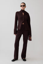 Lara Knit Cardigan With Scarf in Chocolate – Chic&Drifts