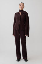 Lara Knit Cardigan With Scarf in Chocolate – Chic&Drifts