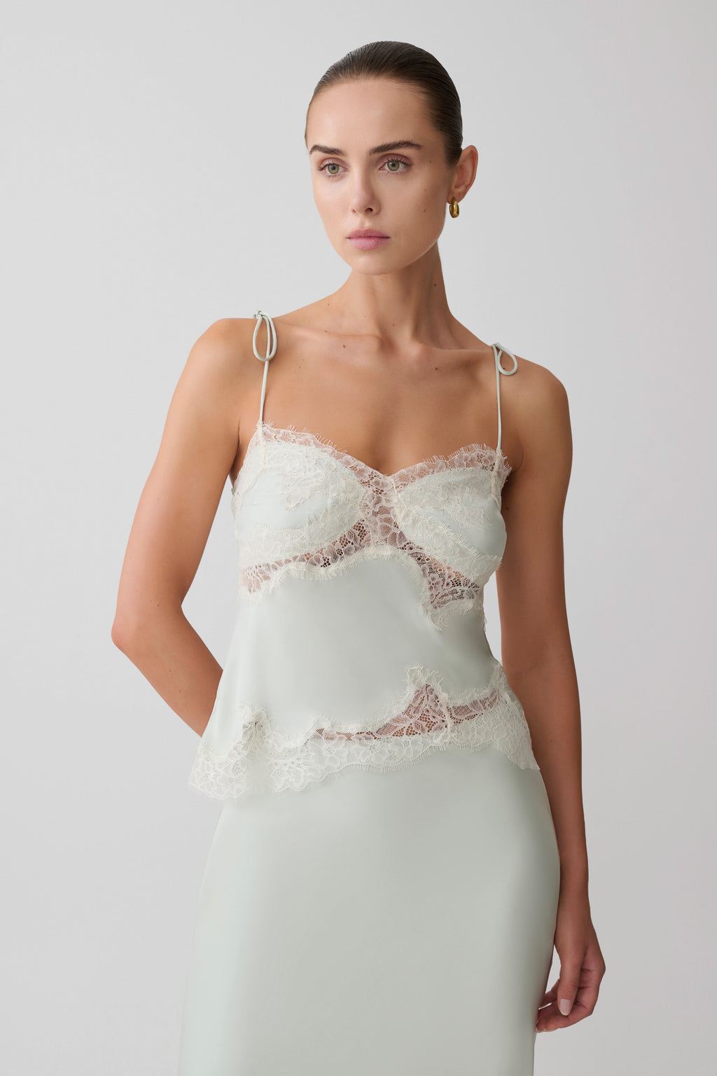 Nina Satin And Lace Camisole in Black/Ivory – Chic&Drifts