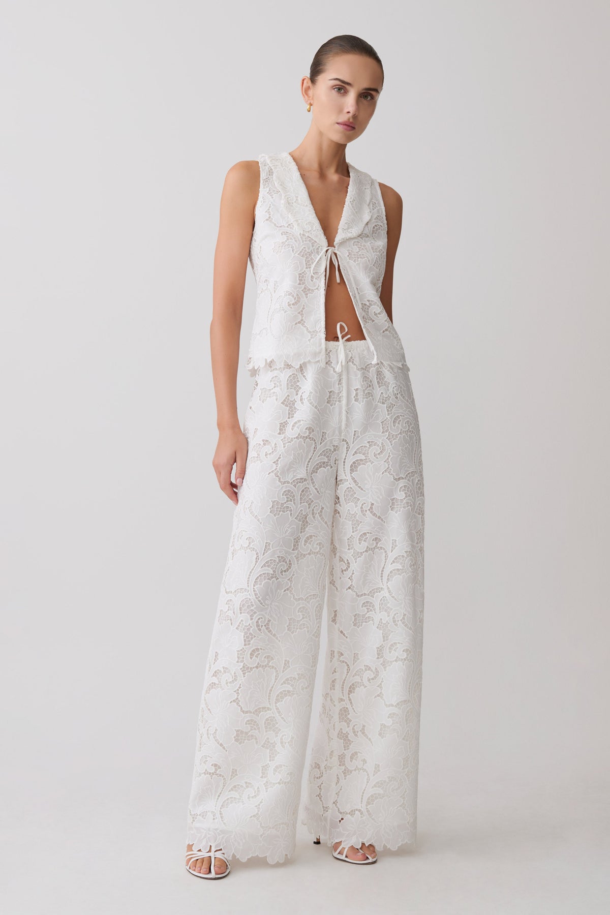Tessa Broderie Straight Leg Trousers in White – Chic&Drifts