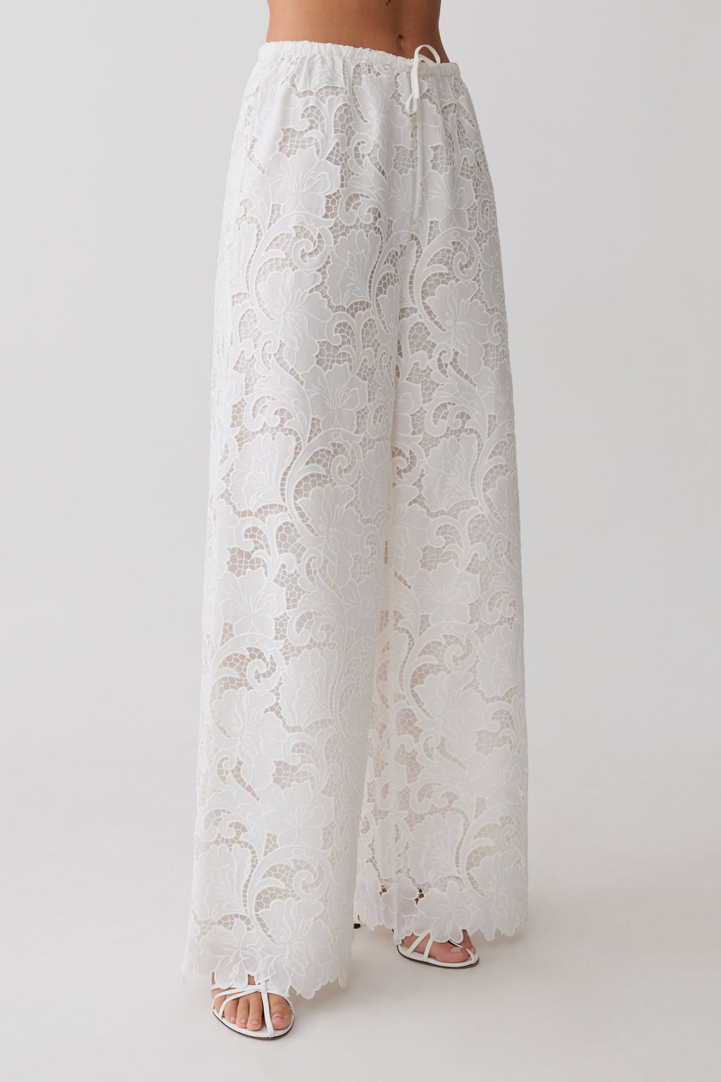 Tessa Broderie Straight Leg Trousers in White – Chic&Drifts