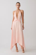 Cyra Plunge Satin Midi Dress in Dark Chocolate – Chic&Drifts