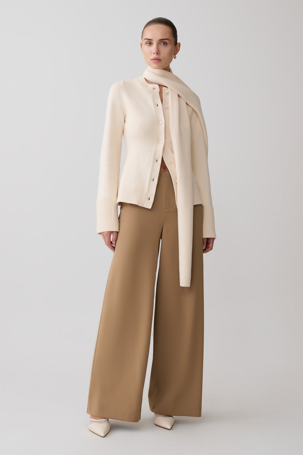 Lara Knit Cardigan With Scarf in Ivory – Chic&Drifts