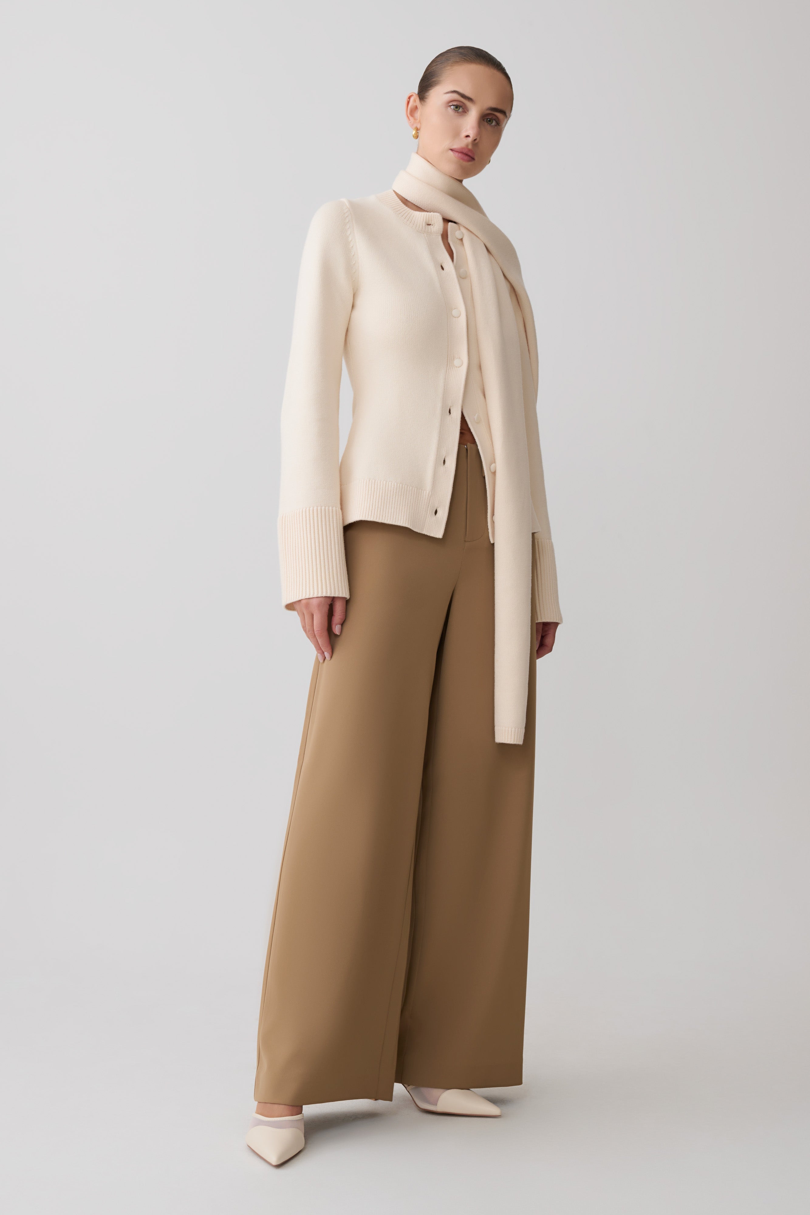 Lara Knit Cardigan With Scarf in Ivory – Chic&Drifts