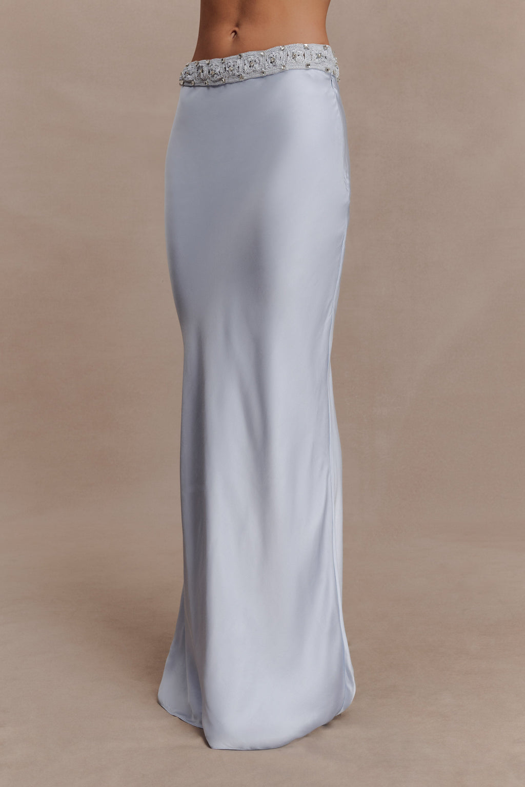 Clementine Chiffon Hand Beaded Maxi Skirt in Pale Blue – Chic&Drifts