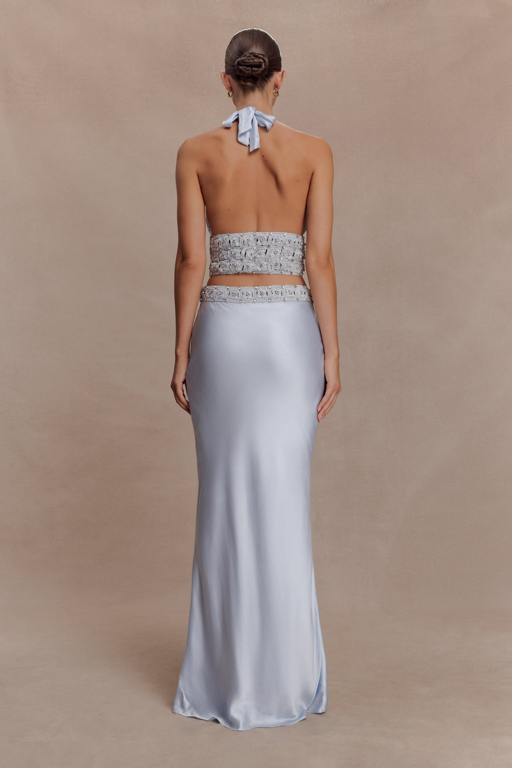 Clementine Chiffon Hand Beaded Maxi Skirt in Pale Blue – Chic&Drifts